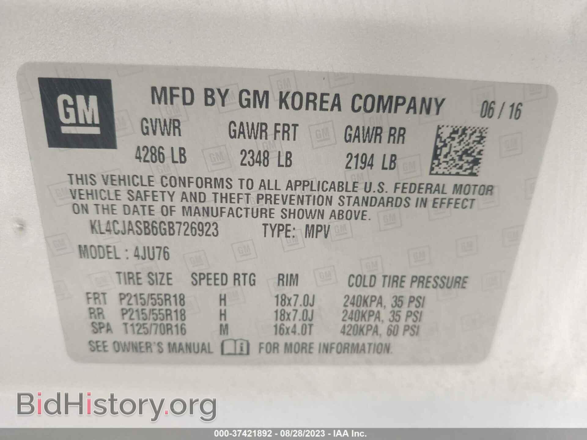 2016 BUICK ENCORE - VIN: KL4CJASB6GB726923 - Photo 9