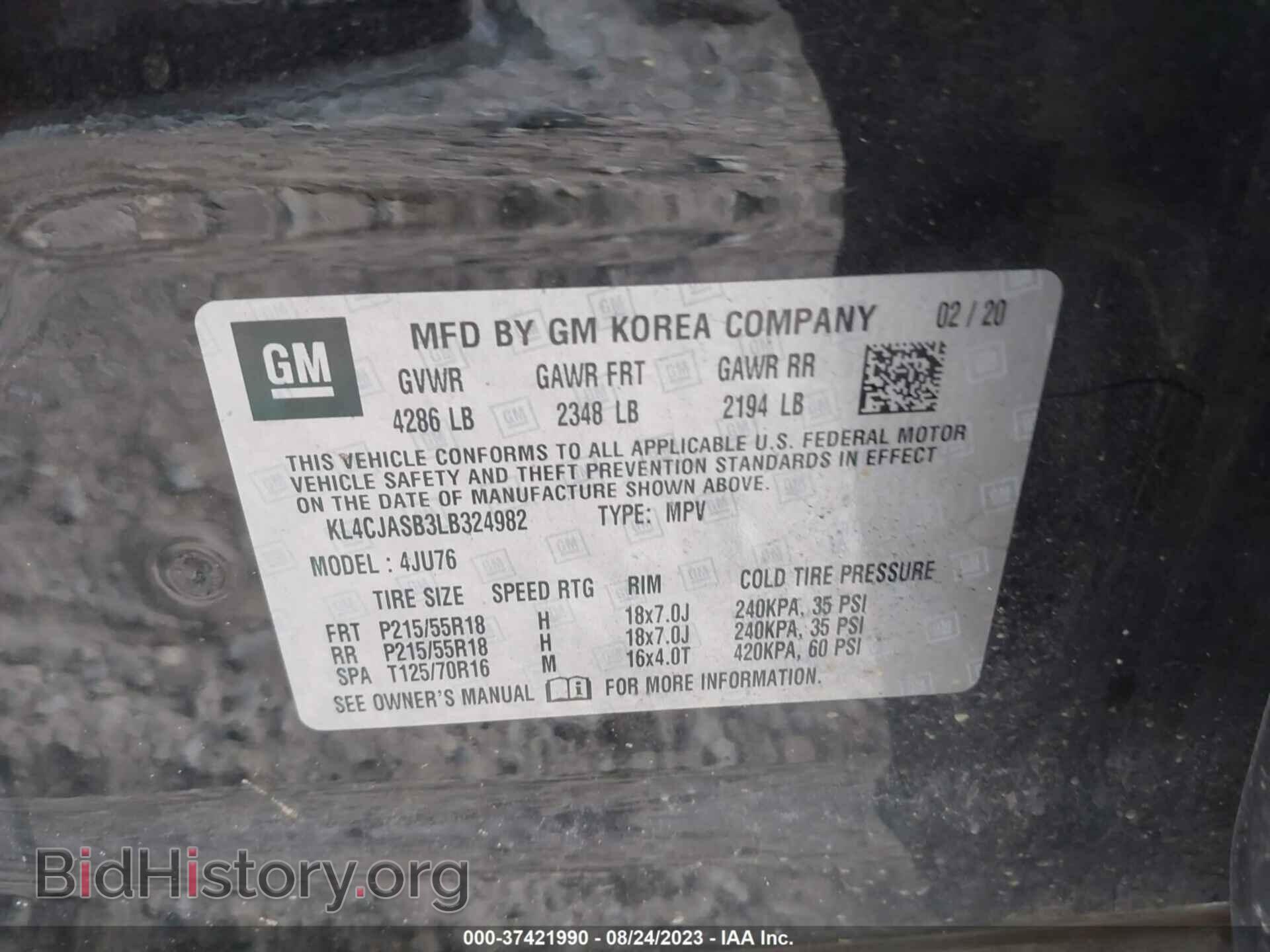 2020 BUICK ENCORE - VIN: KL4CJASB3LB324982 - Photo 9