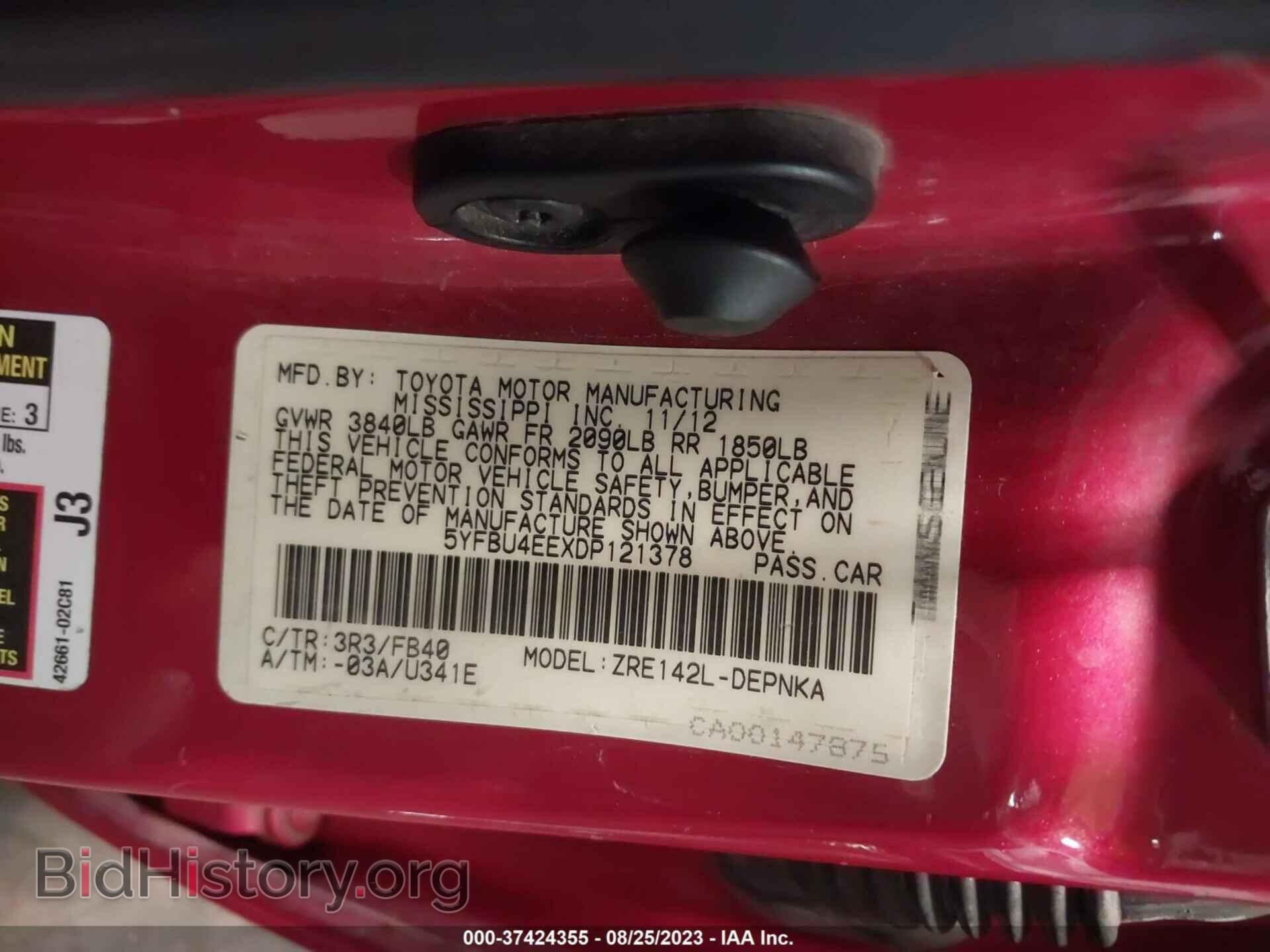 2013 TOYOTA COROLLA - VIN: 5YFBU4EEXDP121378 - Фото 9