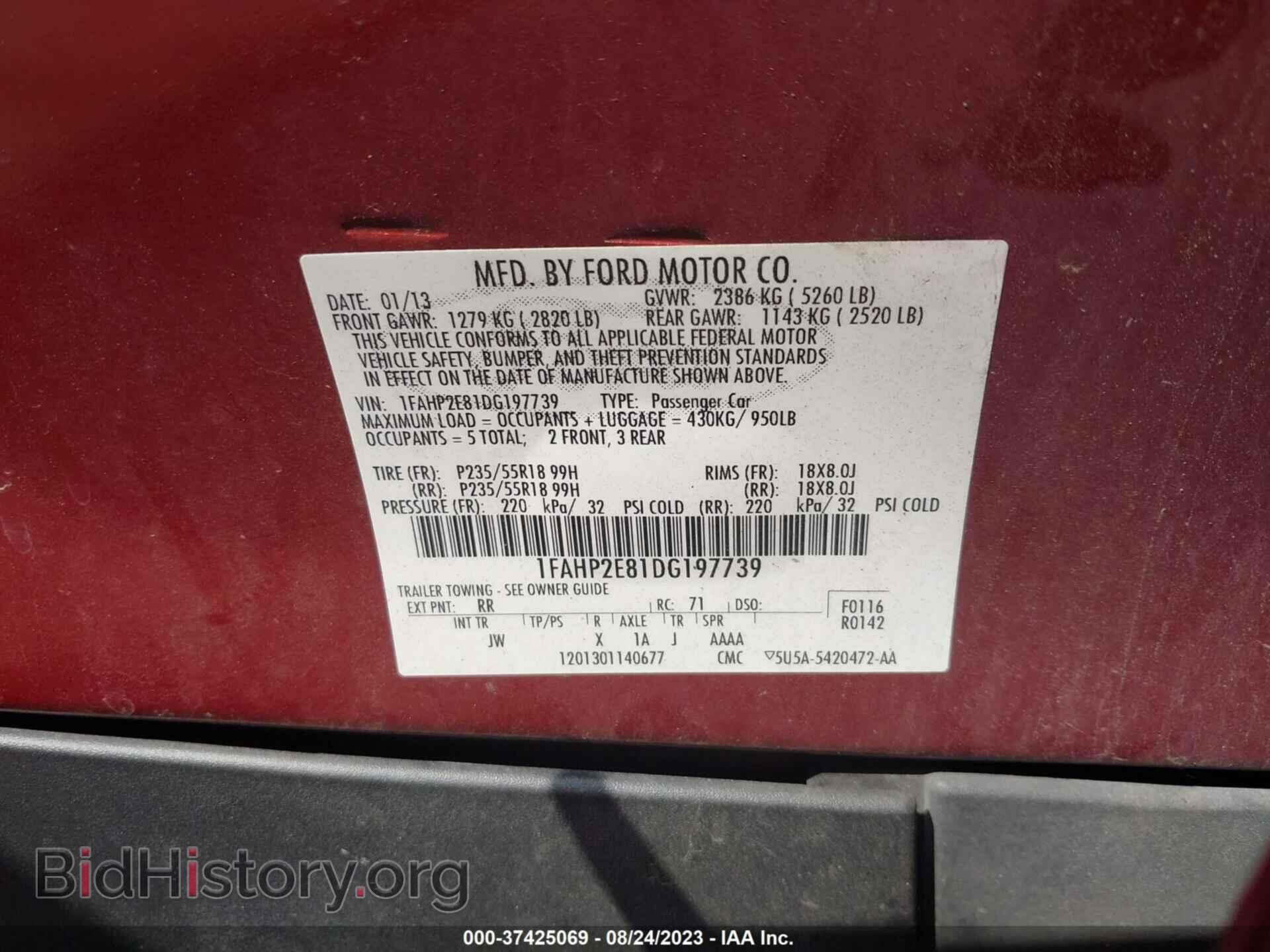 2013 FORD TAURUS - VIN: 1FAHP2E81DG197739 - Фото 9
