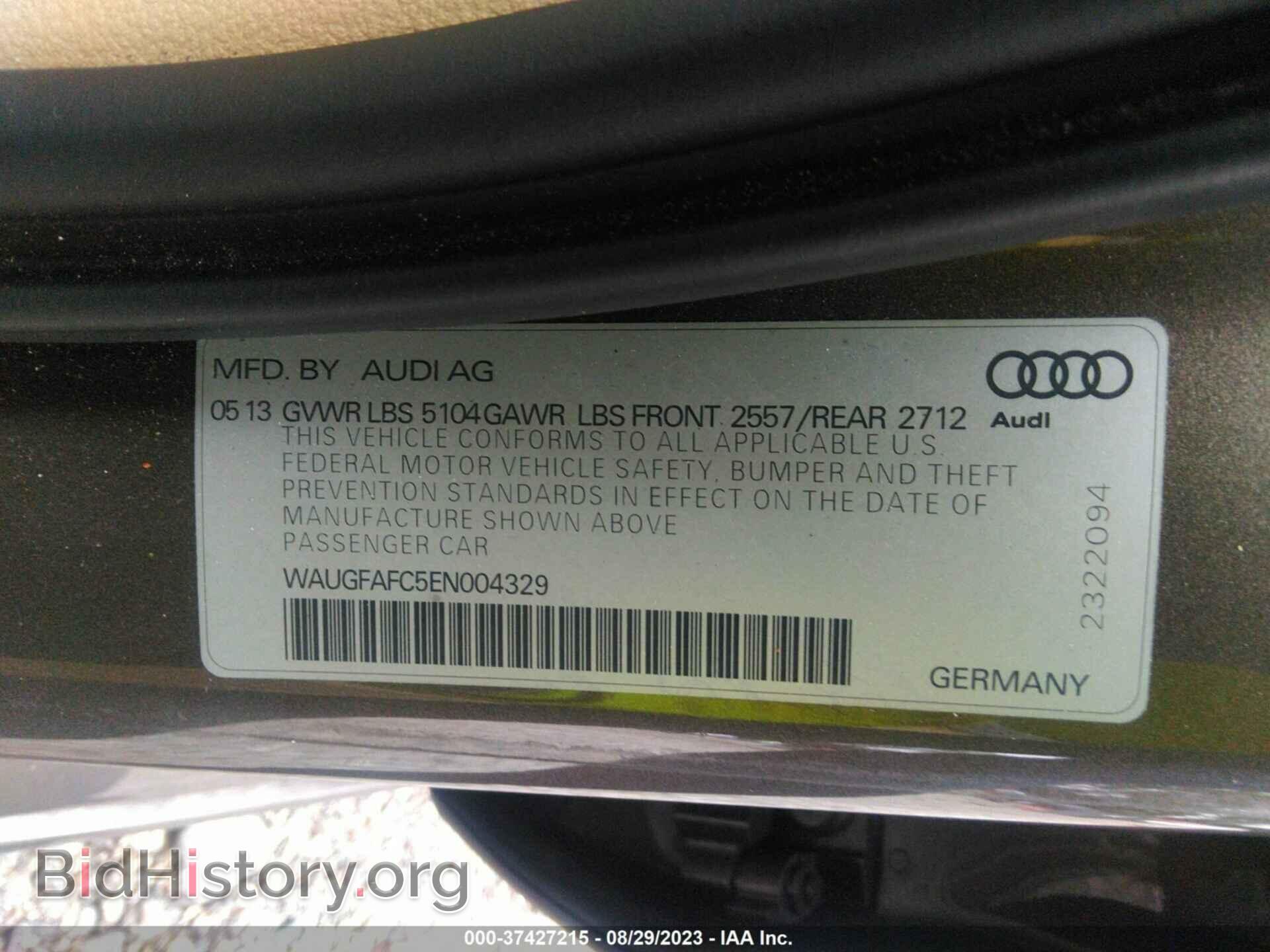 2014 AUDI A6 - VIN: WAUGFAFC5EN004329 - Фото 9