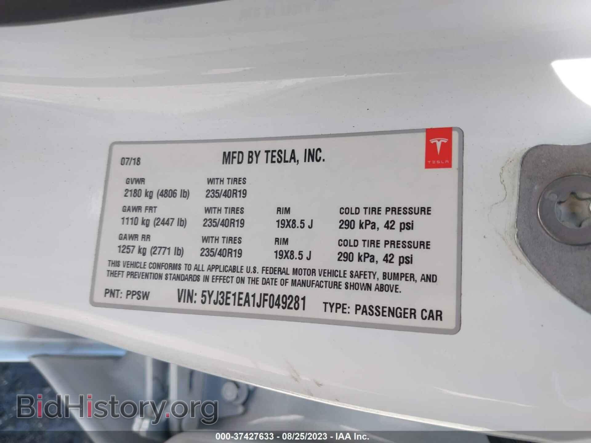 2018 TESLA MODEL 3 - VIN: 5YJ3E1EA1JF049281 - Photo 9