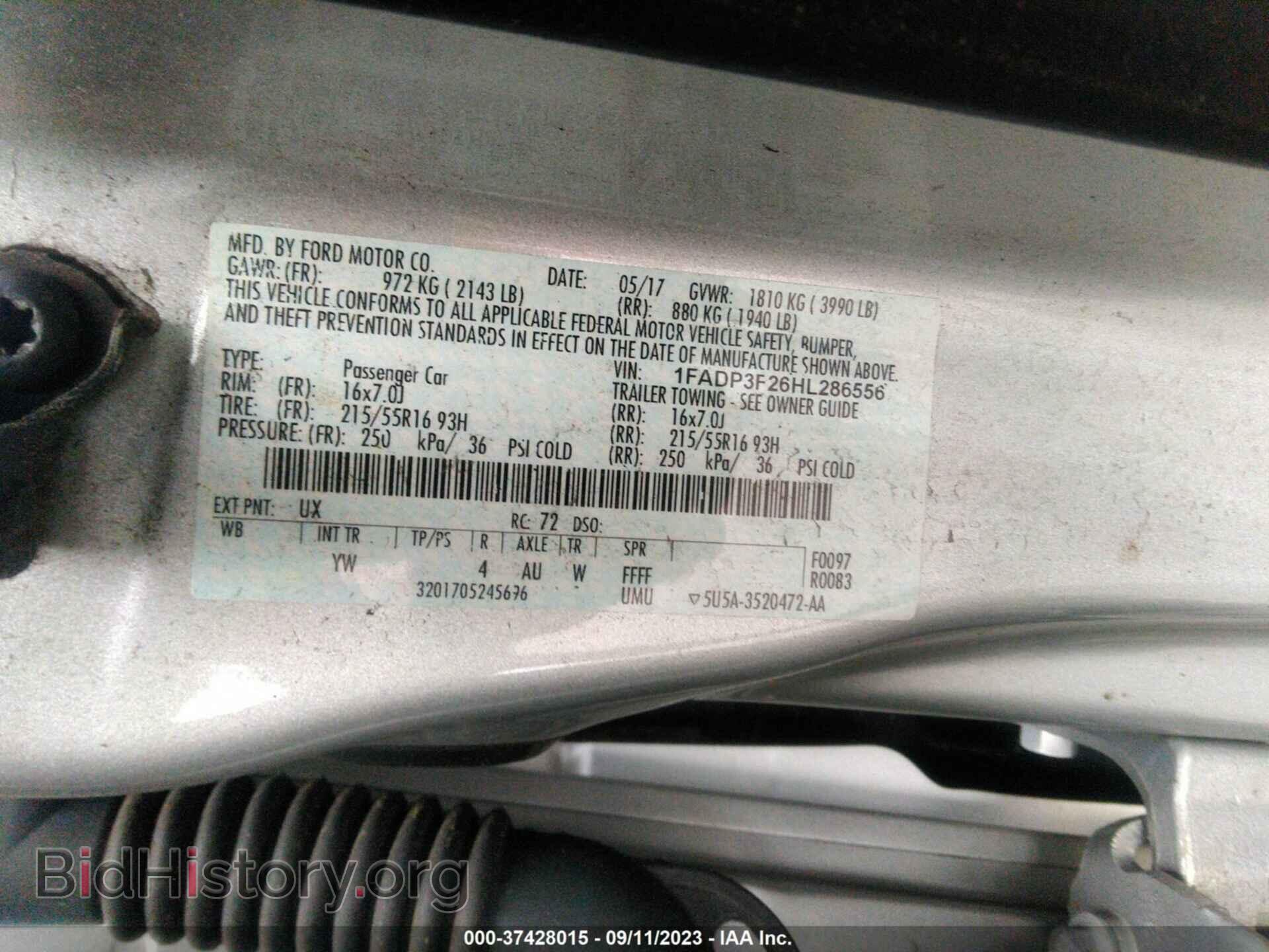 2017 FORD FOCUS - VIN: 1FADP3F26HL286556 - Фото 9