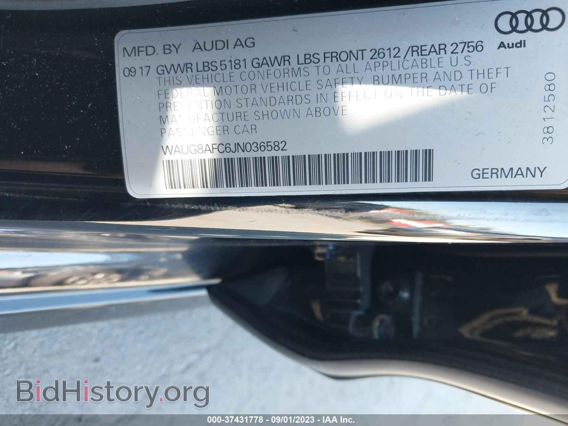 2018 AUDI A6 - VIN: WAUG8AFC6JN036582 - Фото 9