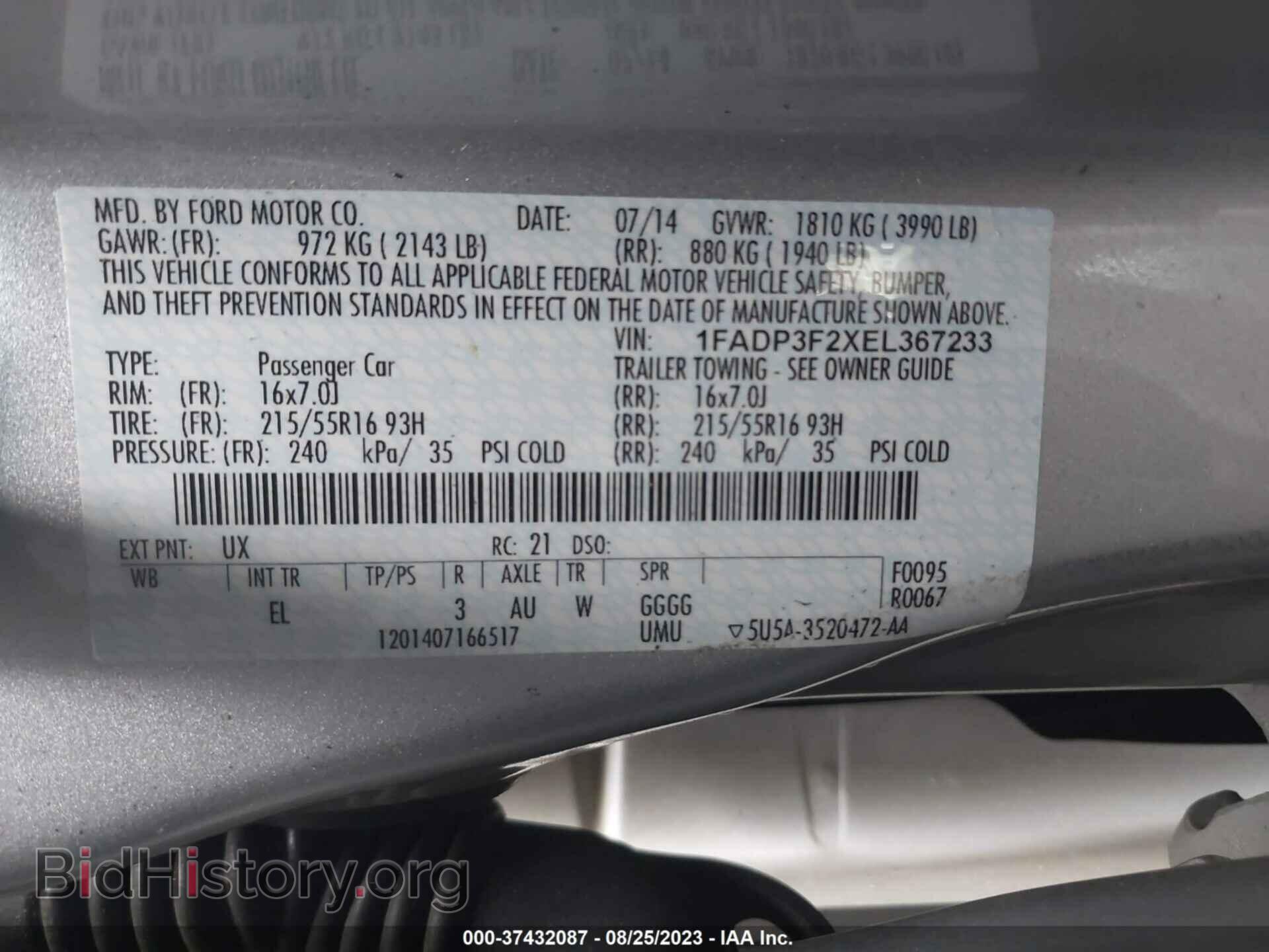 2014 FORD FOCUS - VIN: 1FADP3F2XEL367233 - Photo 9