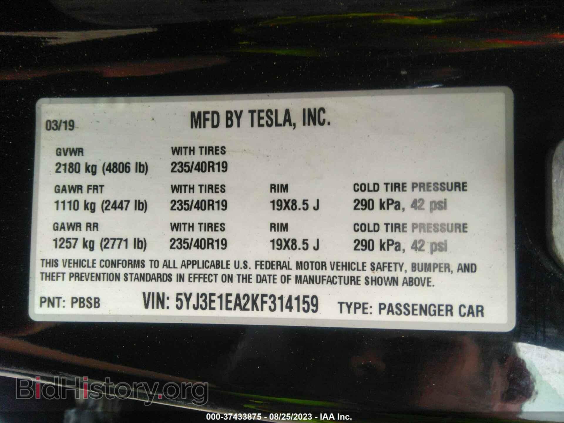 2019 TESLA MODEL 3 - VIN: 5YJ3E1EA2KF314159 - Photo 9