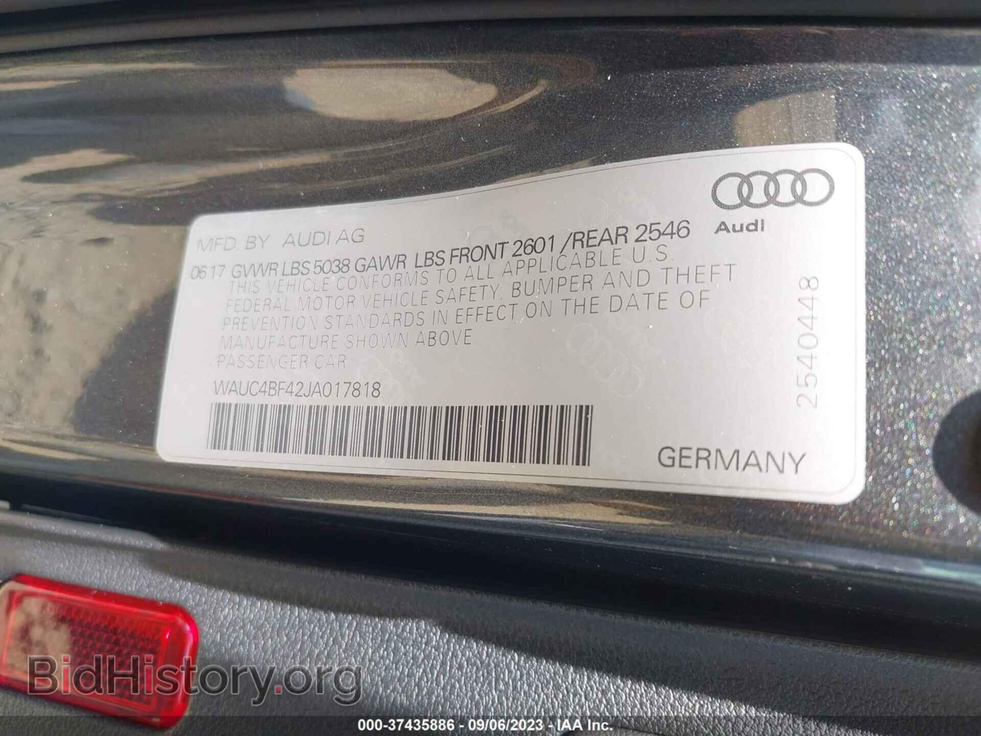 2018 AUDI S4 - VIN: WAUC4BF42JA017818 - Фото 9