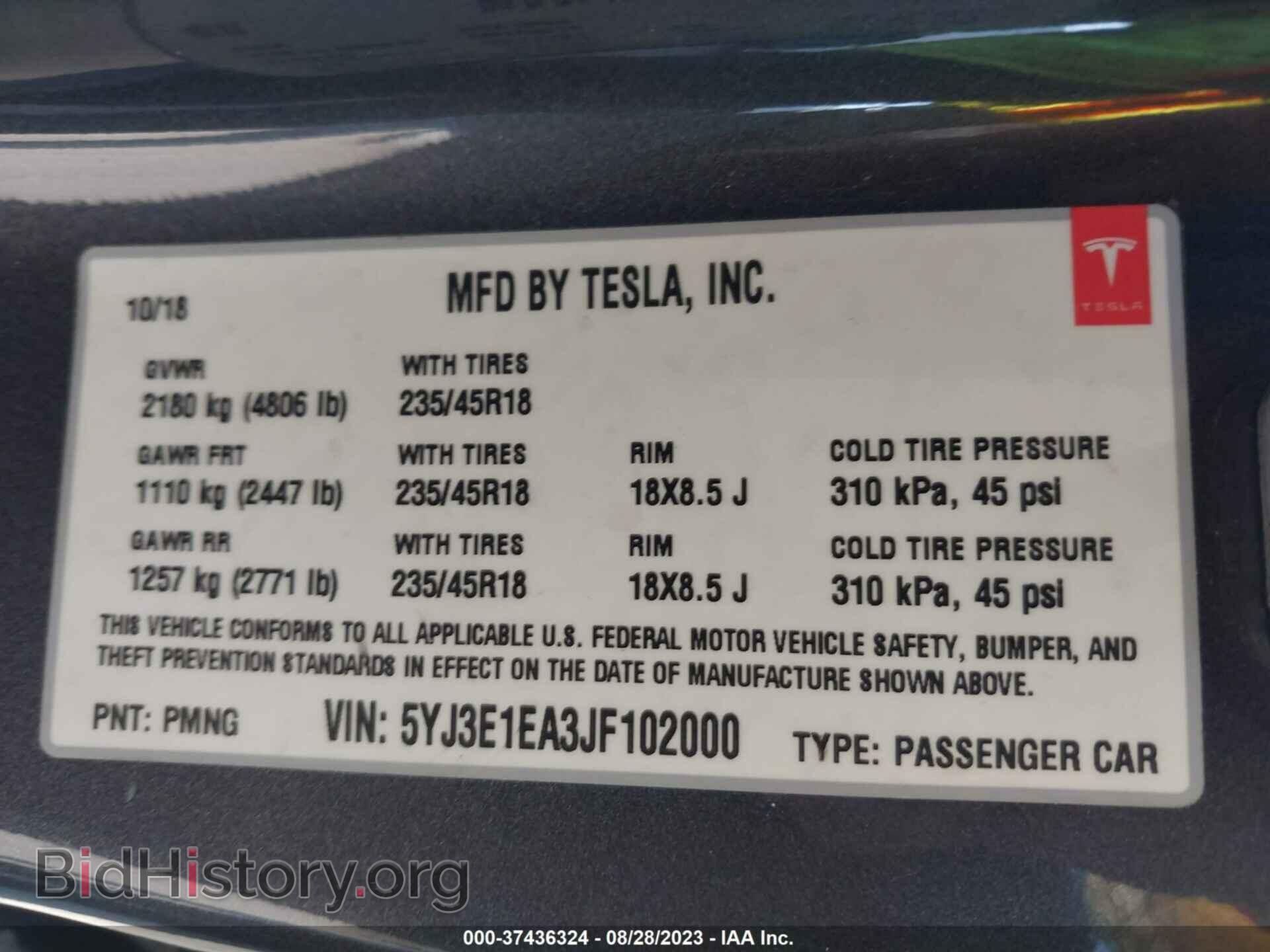 2018 TESLA MODEL 3 - VIN: 5YJ3E1EA3JF102000 - Photo 9