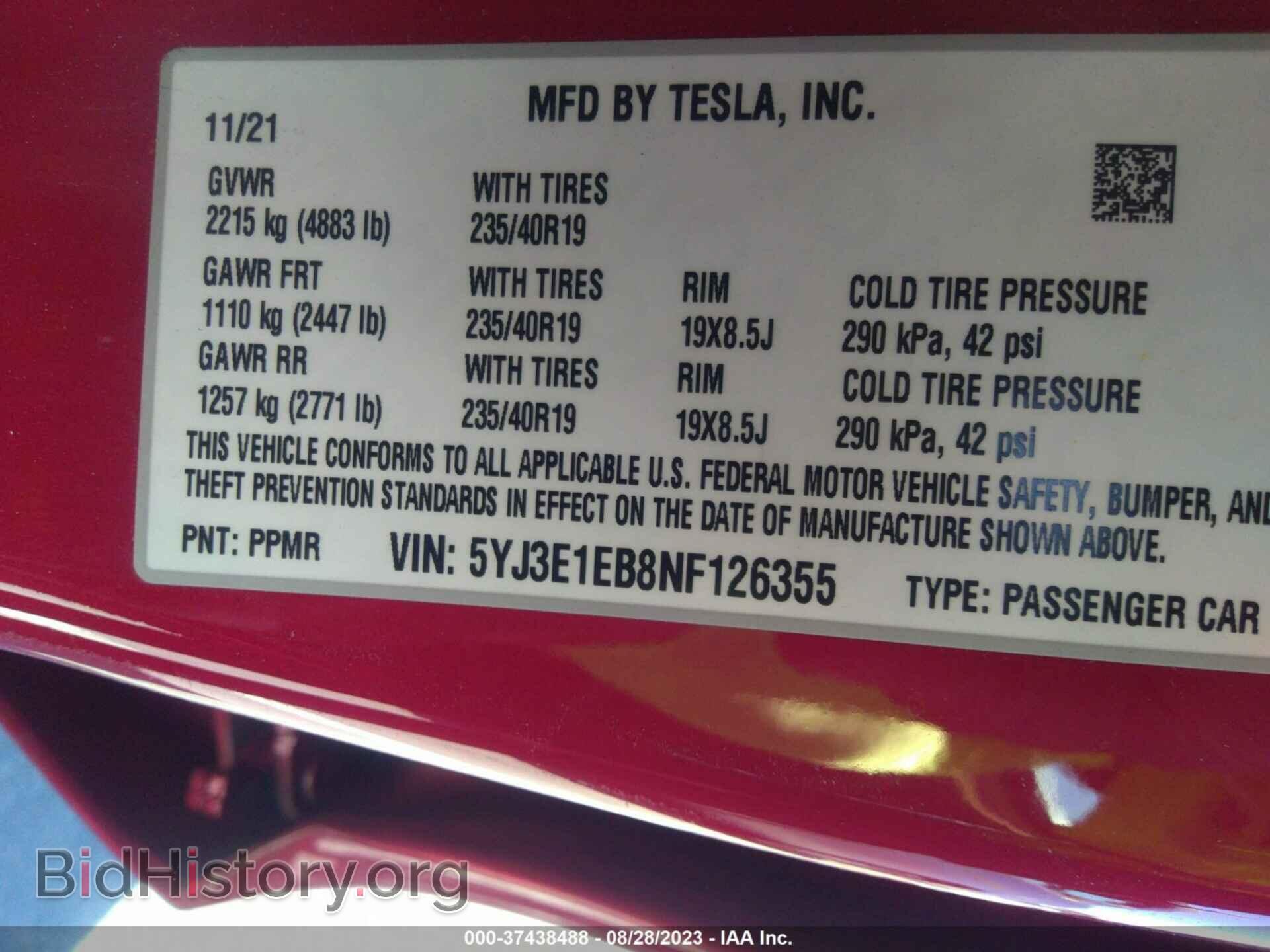 2022 TESLA MODEL 3 - VIN: 5YJ3E1EB8NF126355 - Photo 9
