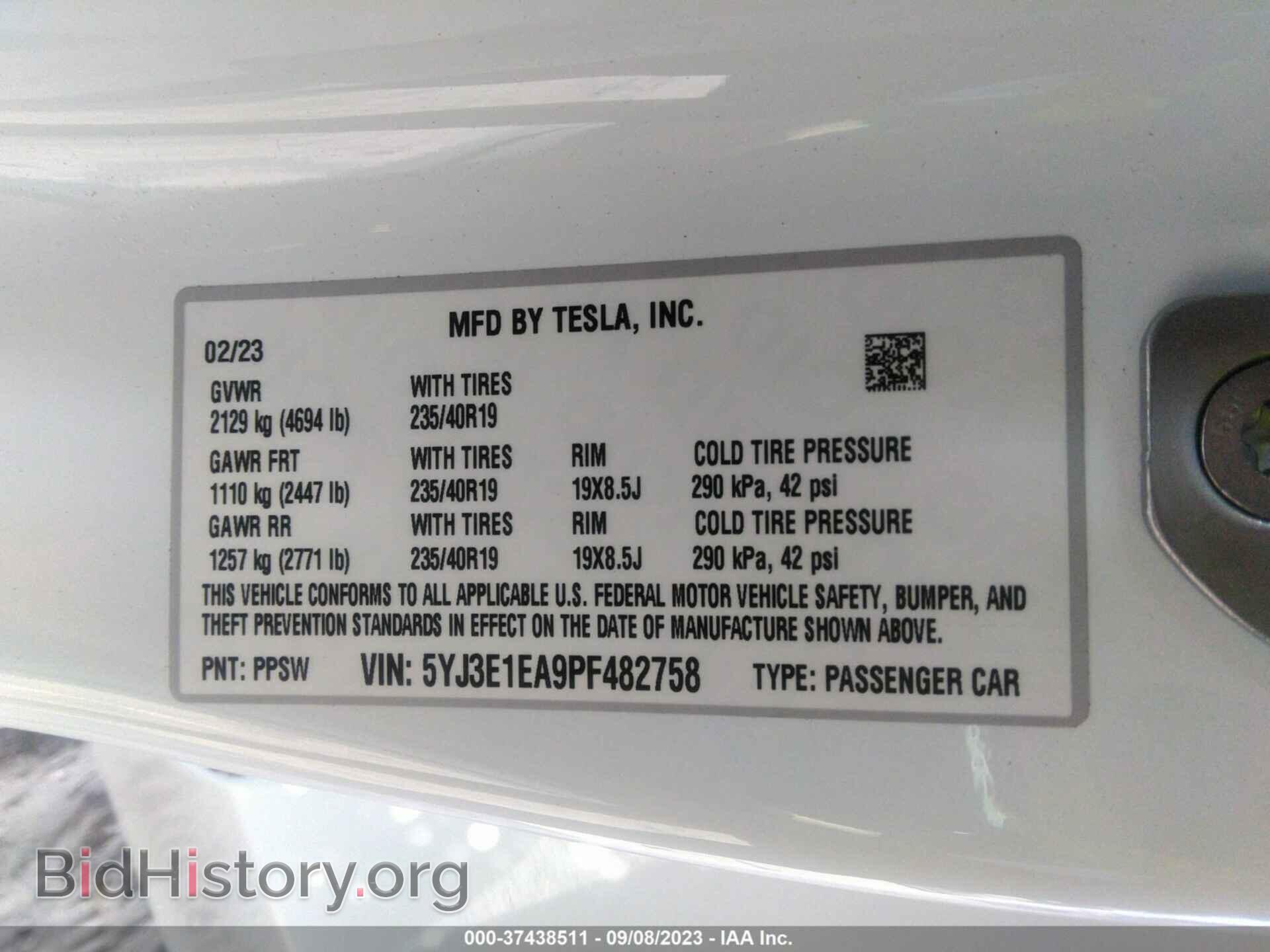2023 TESLA MODEL 3 - VIN: 5YJ3E1EA9PF482758 - Фото 9
