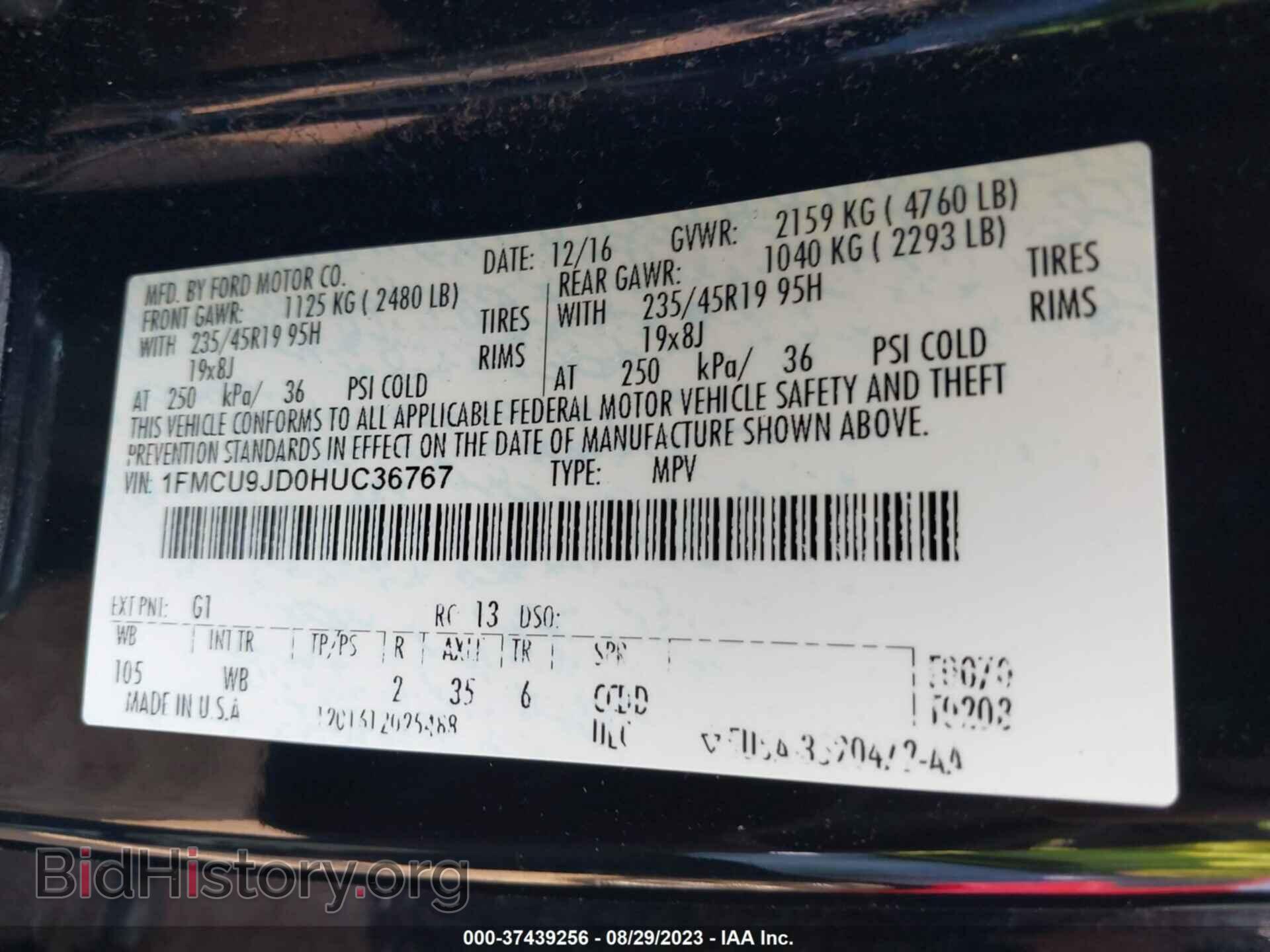 2017 FORD ESCAPE - VIN: 1FMCU9JD0HUC36767 - Photo 9