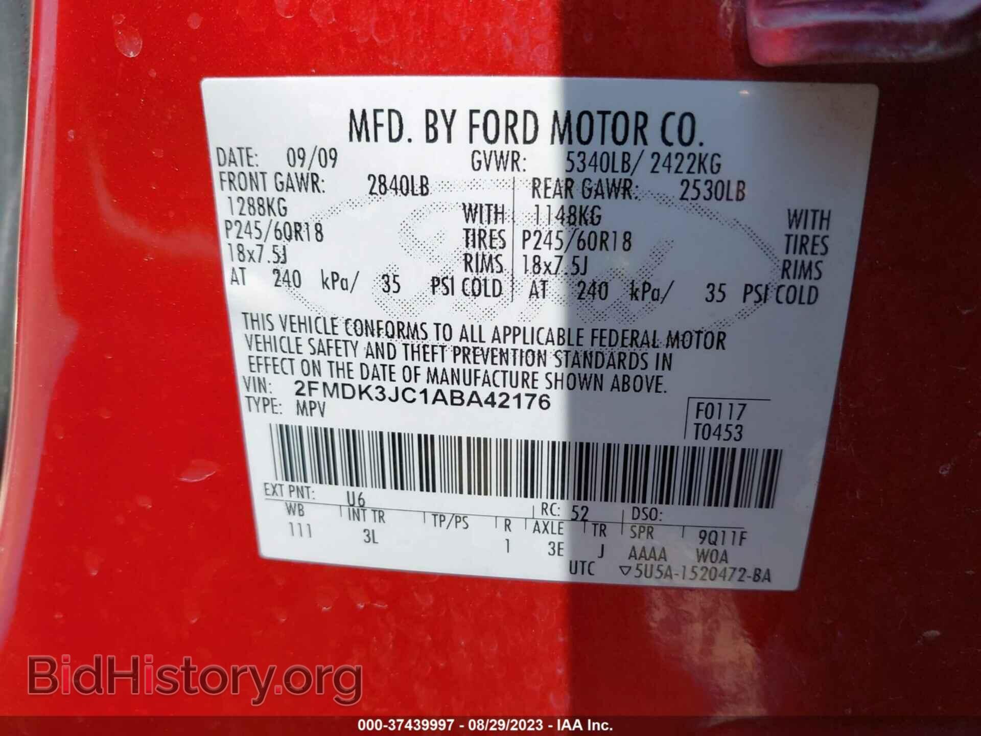2010 FORD EDGE - VIN: 2FMDK3JC1ABA42176 - Photo 9