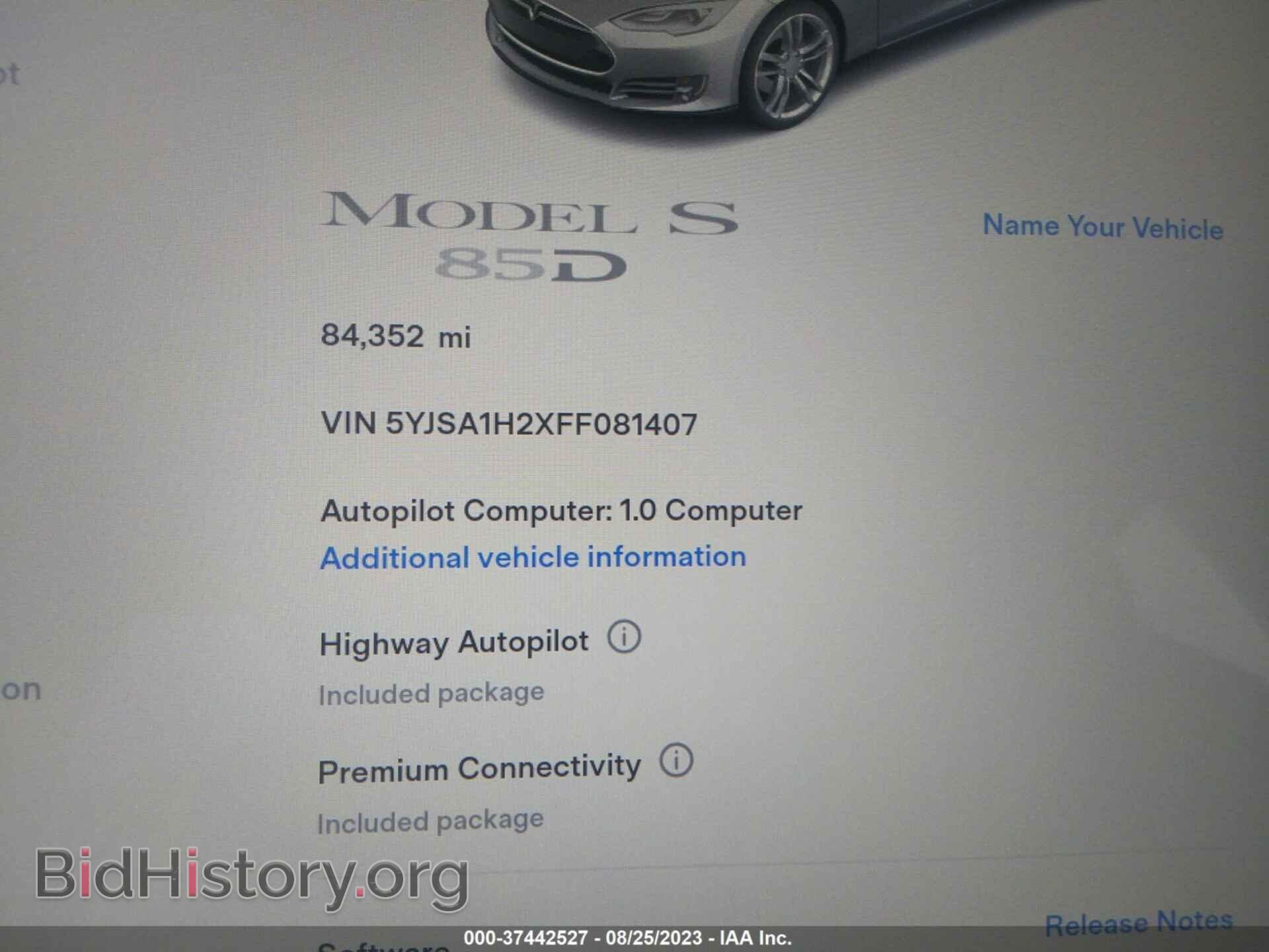 2015 TESLA MODEL S - VIN: 5YJSA1H2XFF081407 - Photo 7