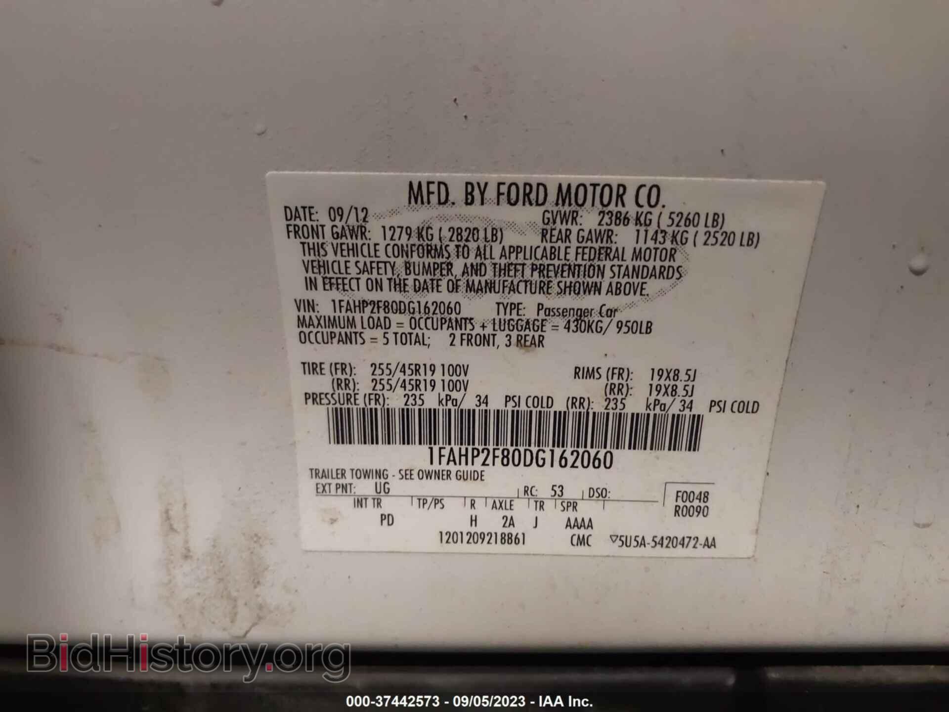 2013 FORD TAURUS - VIN: 1FAHP2F80DG162060 - Photo 9