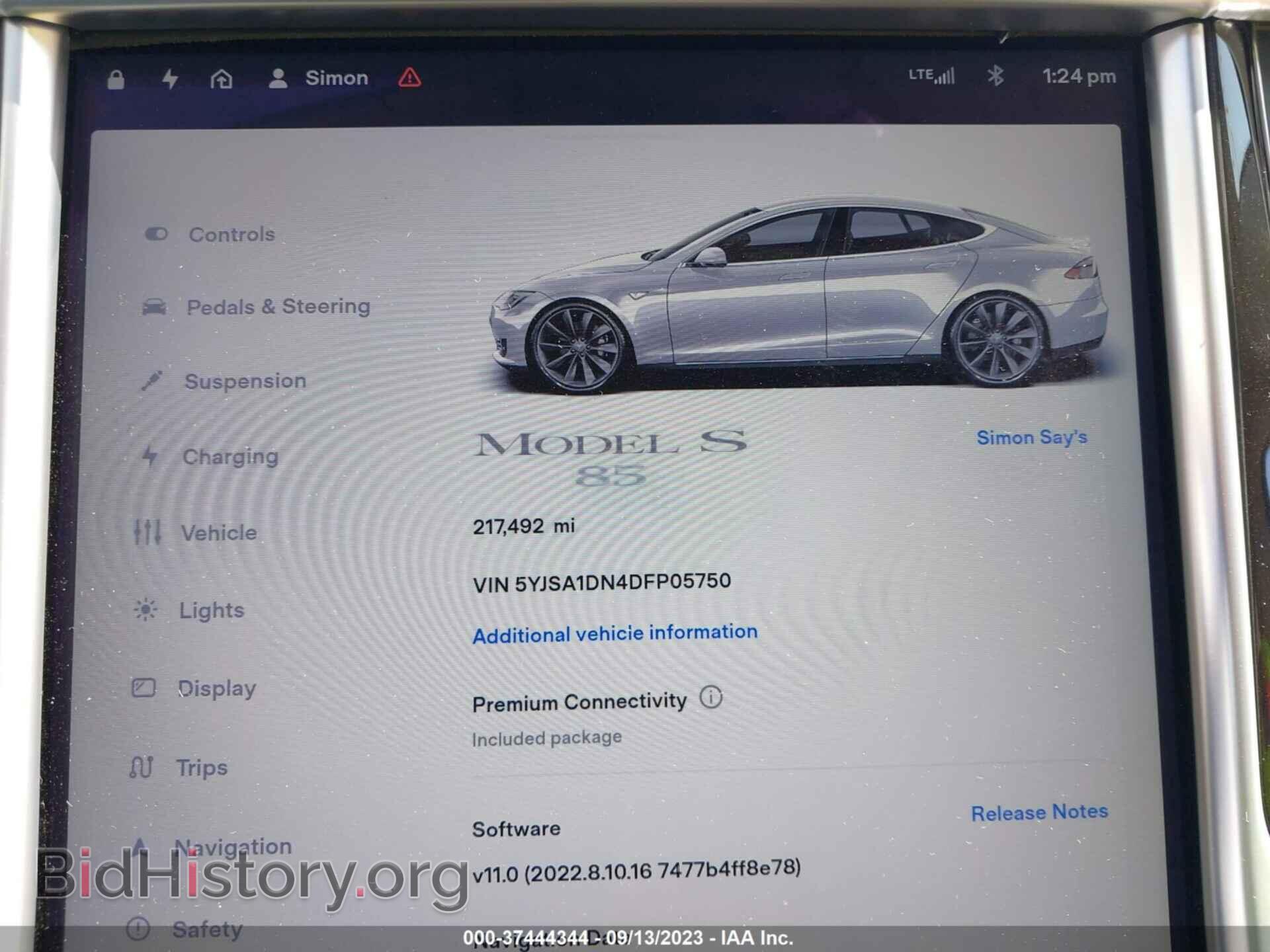 2013 TESLA MODEL S - VIN: 5YJSA1DN4DFP05750 - Photo 7