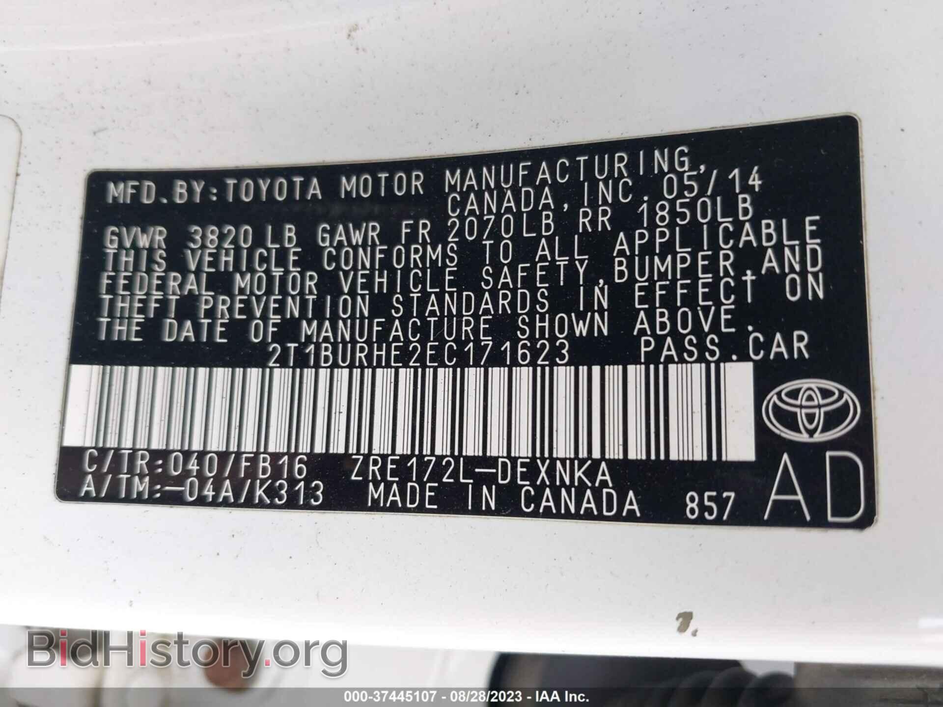 2014 TOYOTA COROLLA - VIN: 2T1BURHE2EC171623 - Photo 9