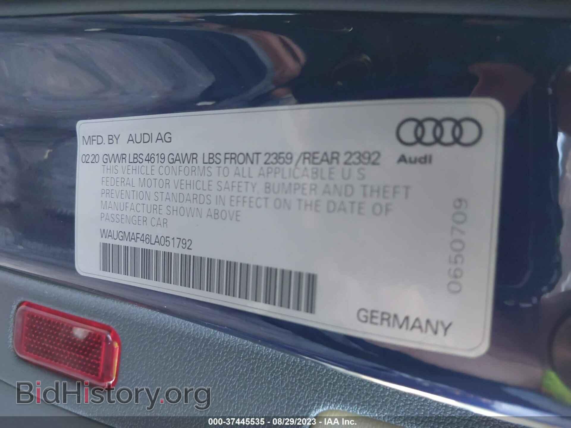 2020 AUDI A4 - VIN: WAUGMAF46LA051792 - Фото 9