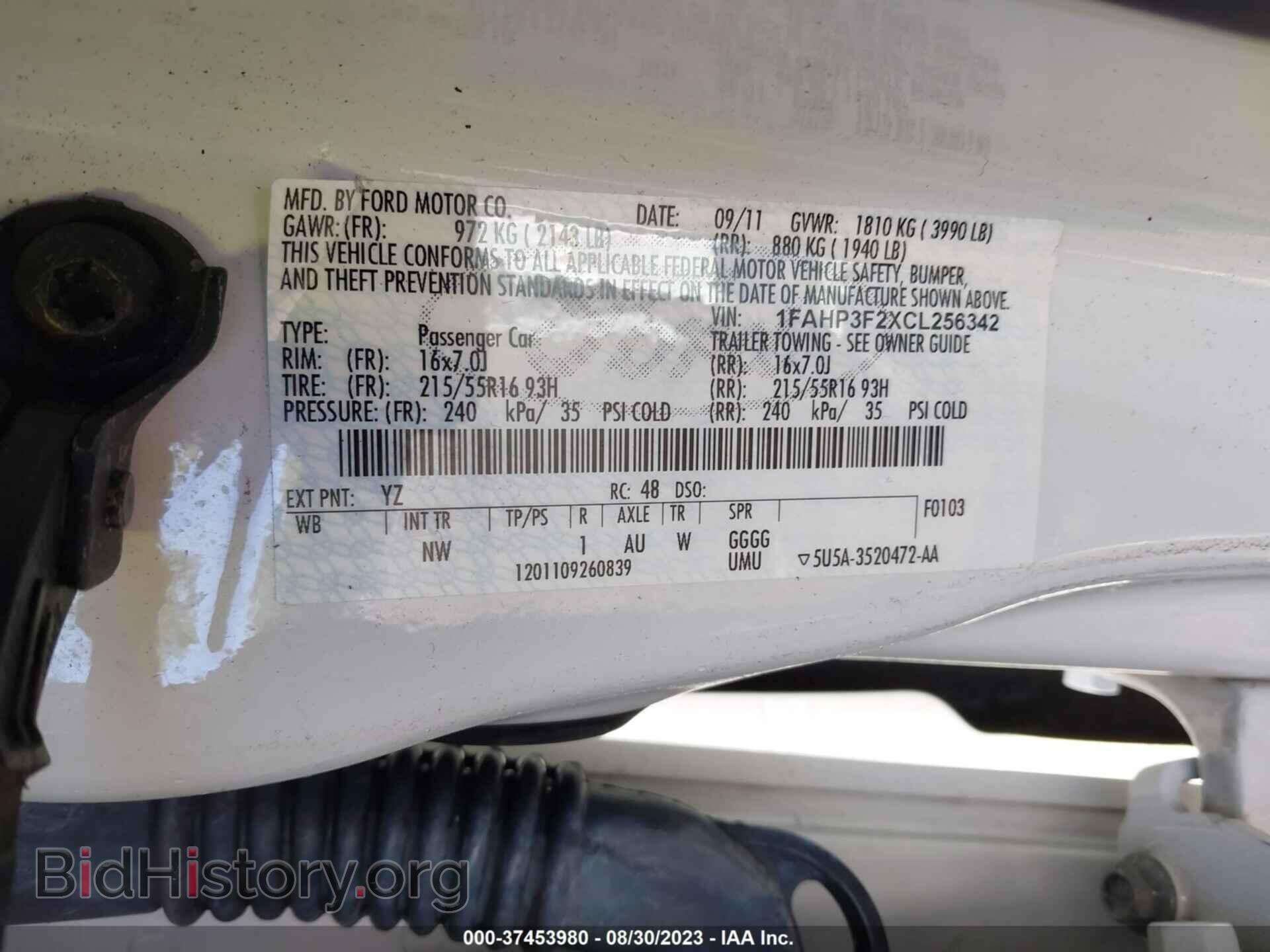 2012 FORD FOCUS - VIN: 1FAHP3F2XCL256342 - Фото 9