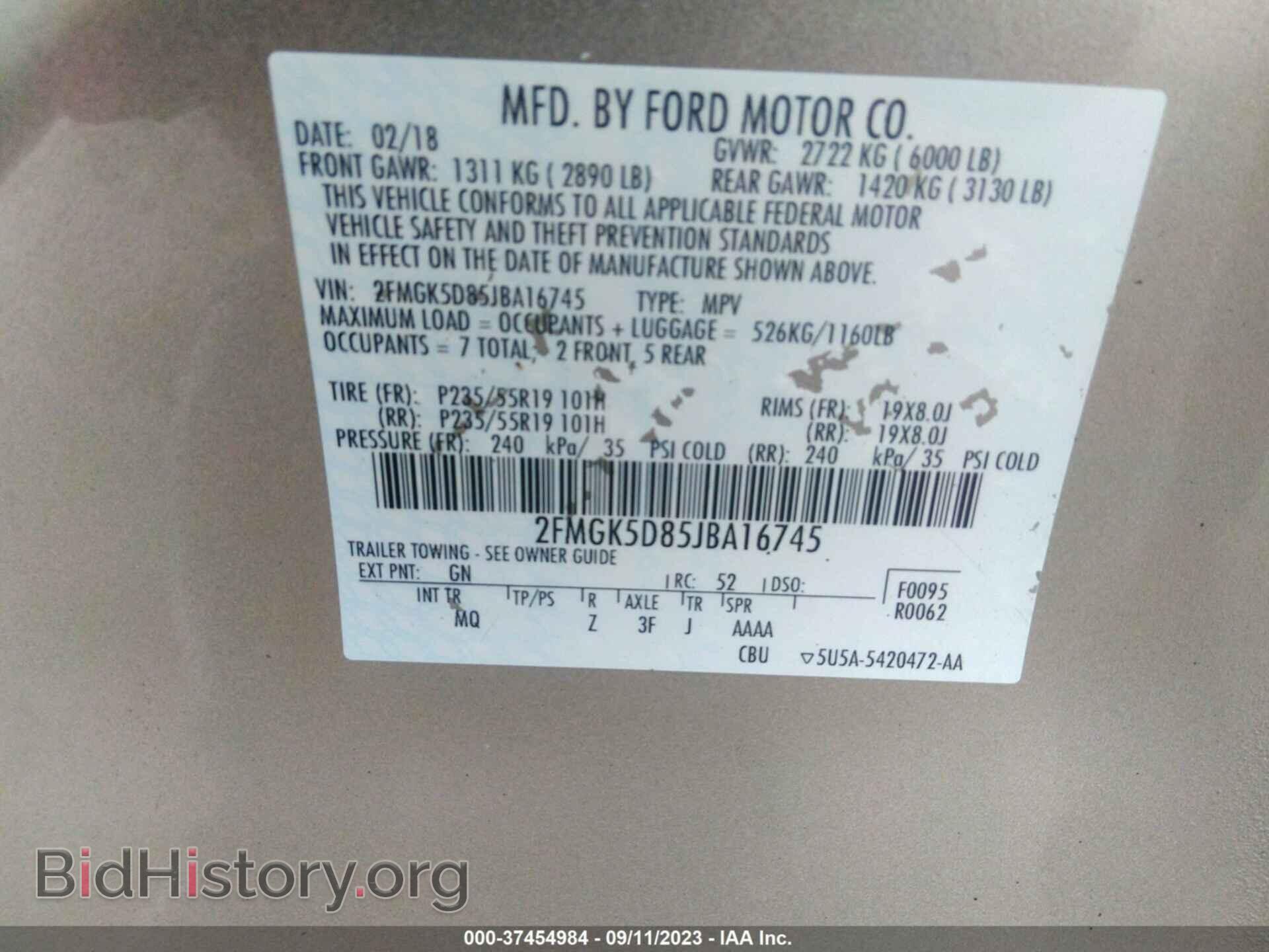 2018 FORD FLEX - VIN: 2FMGK5D85JBA16745 - Photo 9