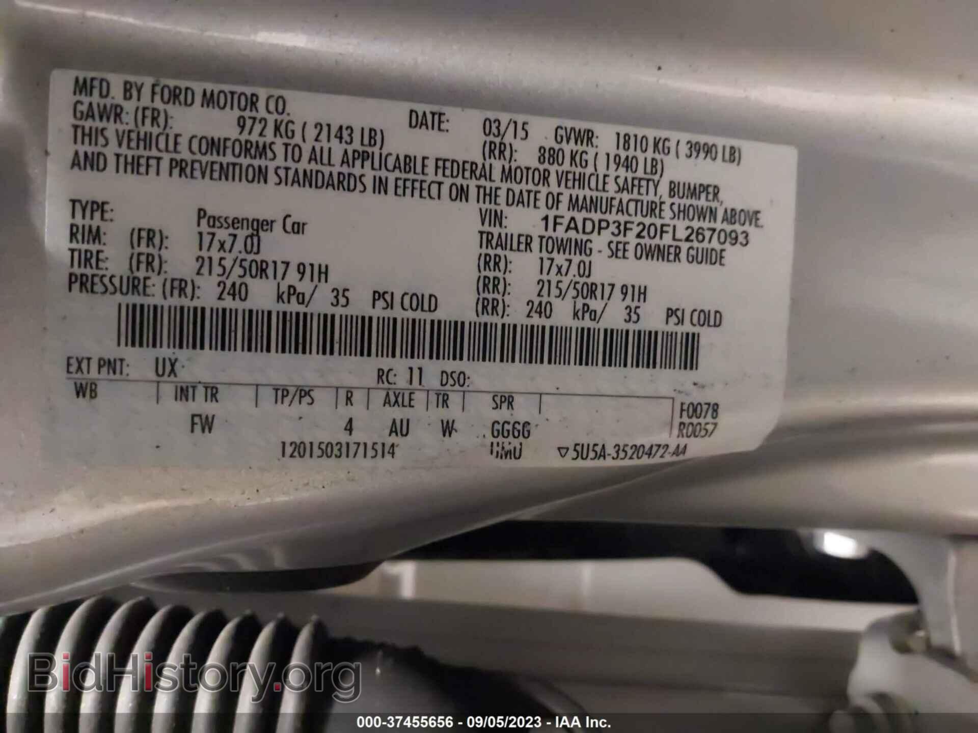 2015 FORD FOCUS - VIN: 1FADP3F20FL267093 - Фото 9