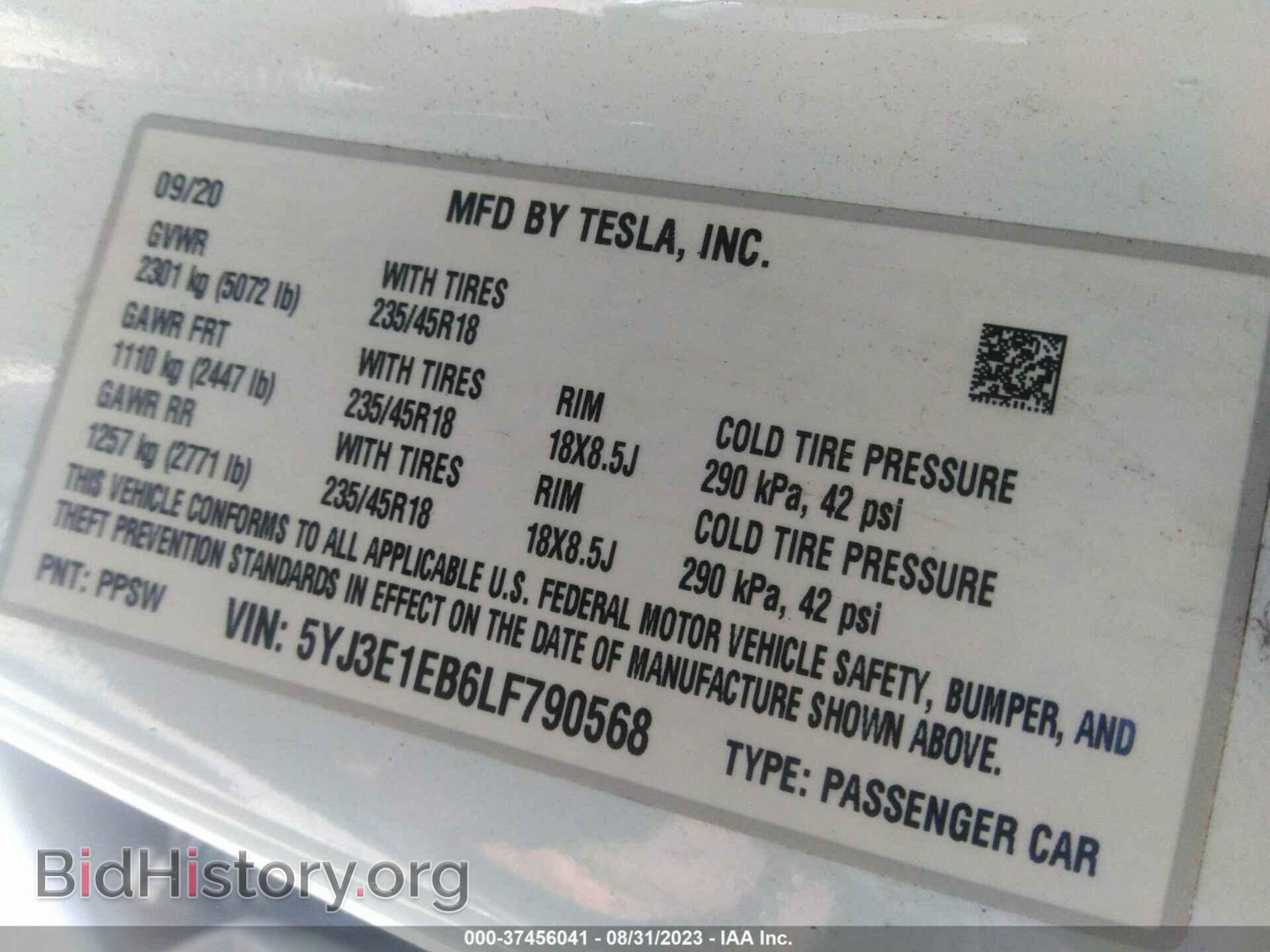 2020 TESLA MODEL 3 - VIN: 5YJ3E1EB6LF790568 - Фото 9
