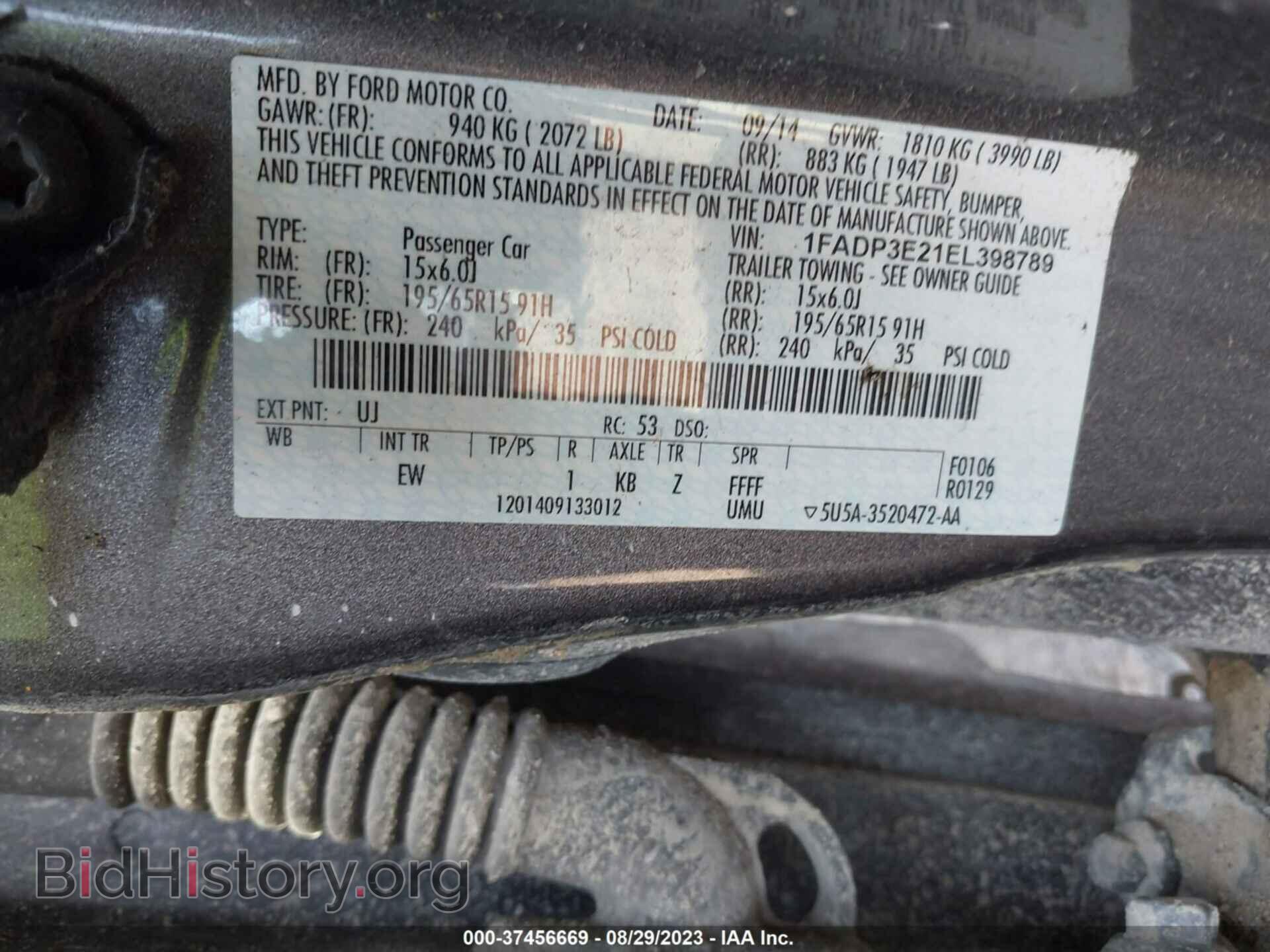 2014 FORD FOCUS - VIN: 1FADP3E21EL398789 - Фото 9