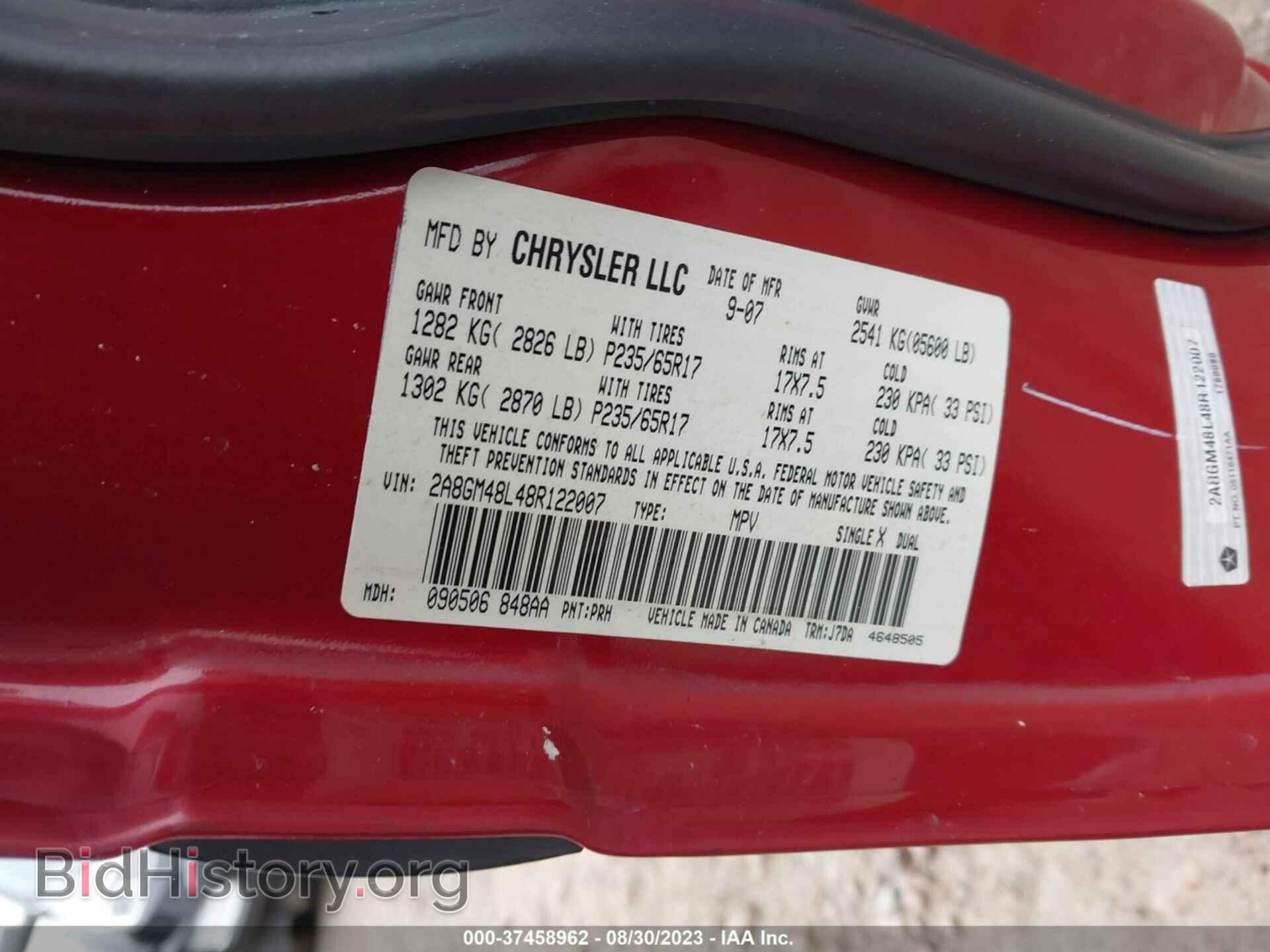 2008 CHRYSLER PACIFICA - VIN: 2A8GM48L48R122007 - Photo 9