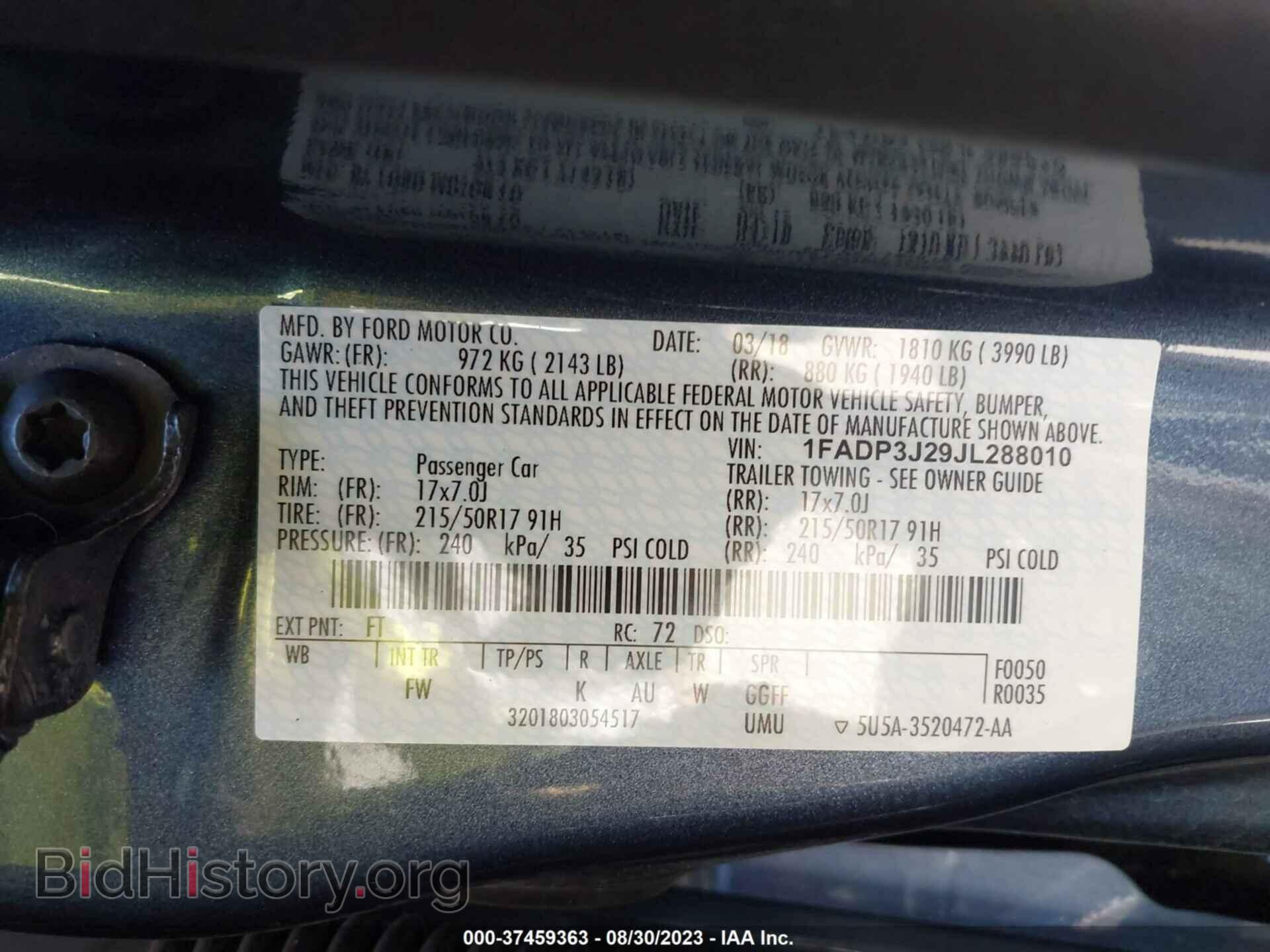 2018 FORD FOCUS - VIN: 1FADP3J29JL288010 - Фото 9
