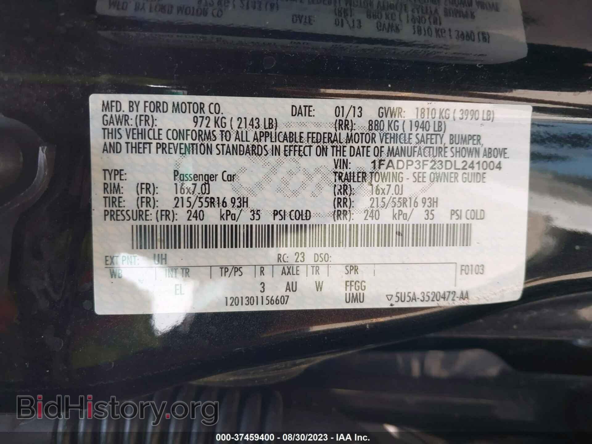 2013 FORD FOCUS - VIN: 1FADP3F23DL241004 - Фото 9
