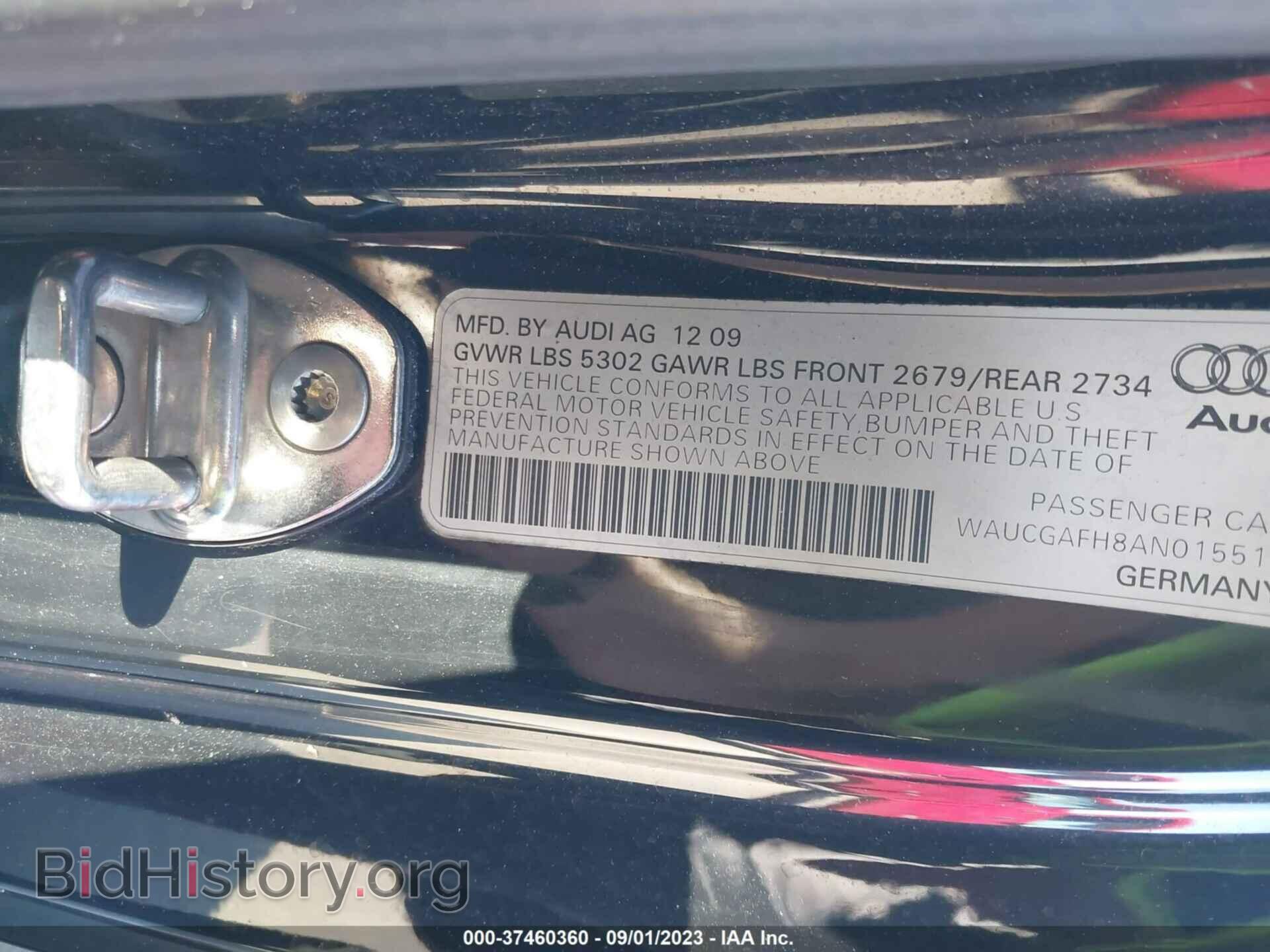 2010 AUDI S5 - VIN: WAUCGAFH8AN015519 - Фото 9