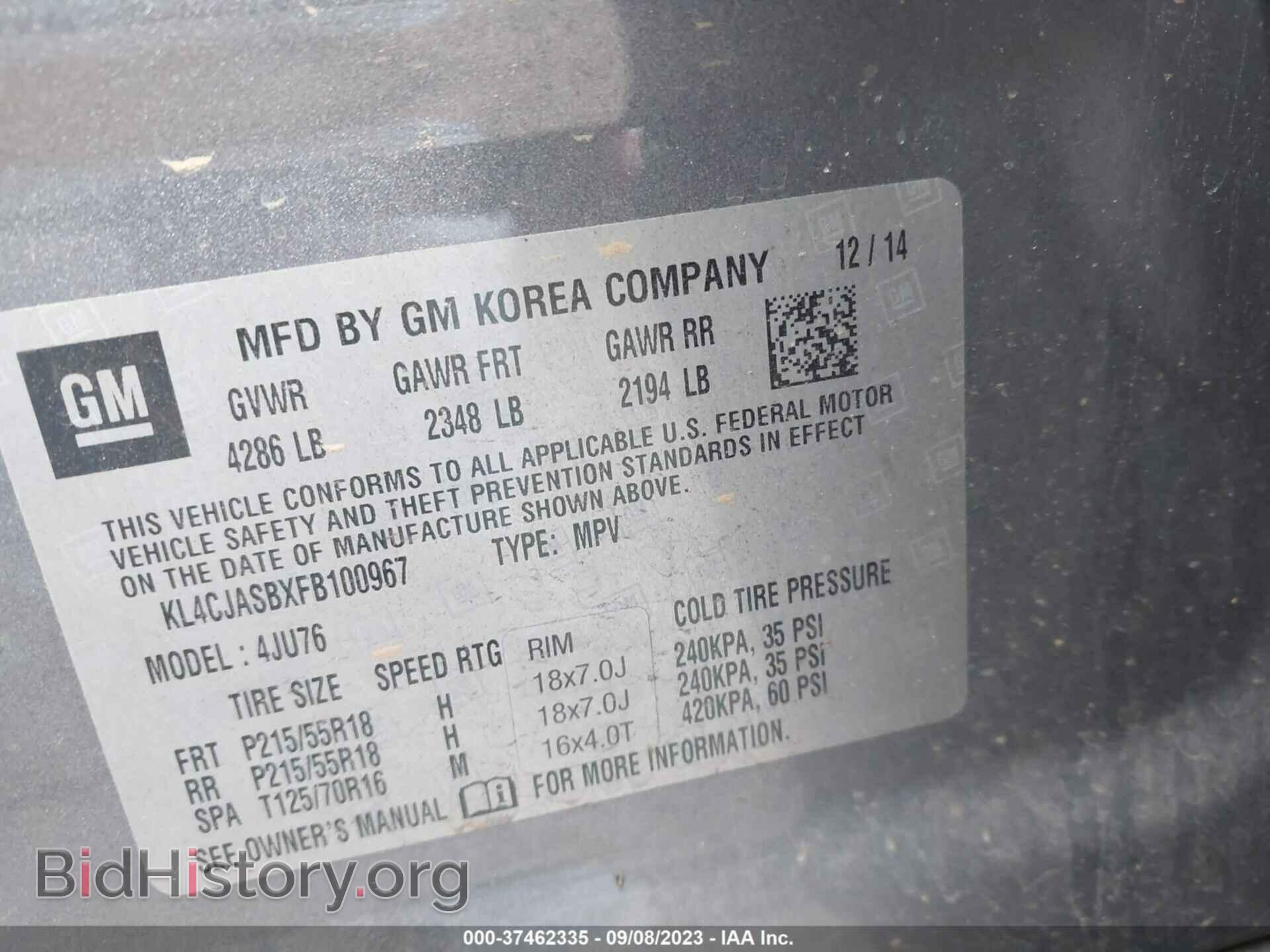 2015 BUICK ENCORE - VIN: KL4CJASBXFB100967 - Photo 9