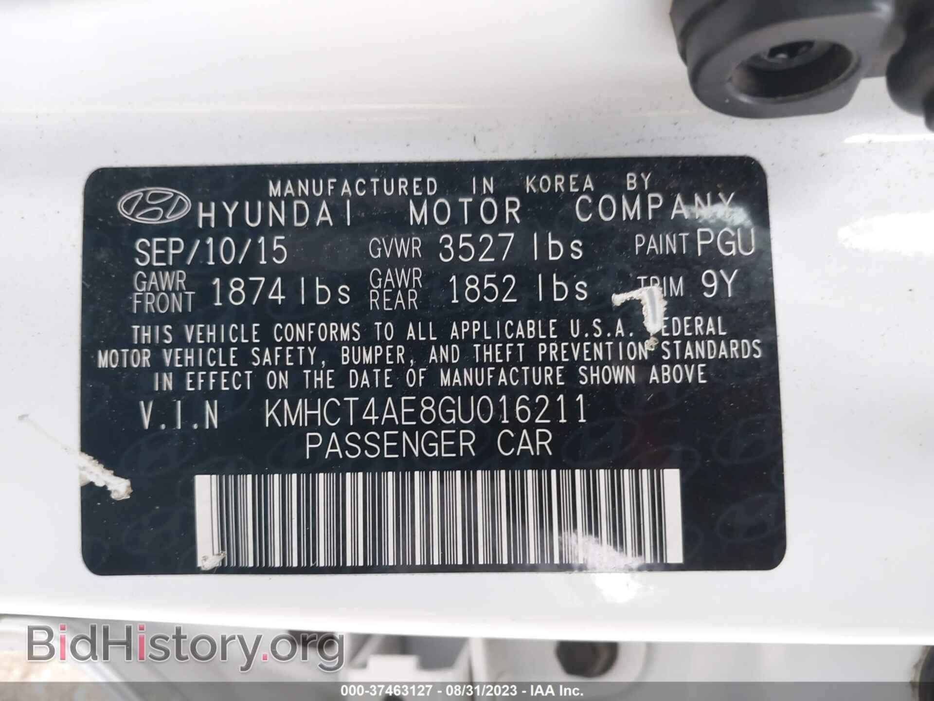 2016 HYUNDAI ACCENT - VIN: KMHCT4AE8GU016211 - Фото 9