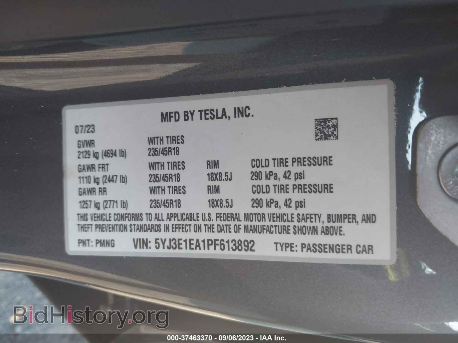 2023 TESLA MODEL 3 - VIN: 5YJ3E1EA1PF613892 - Photo 9