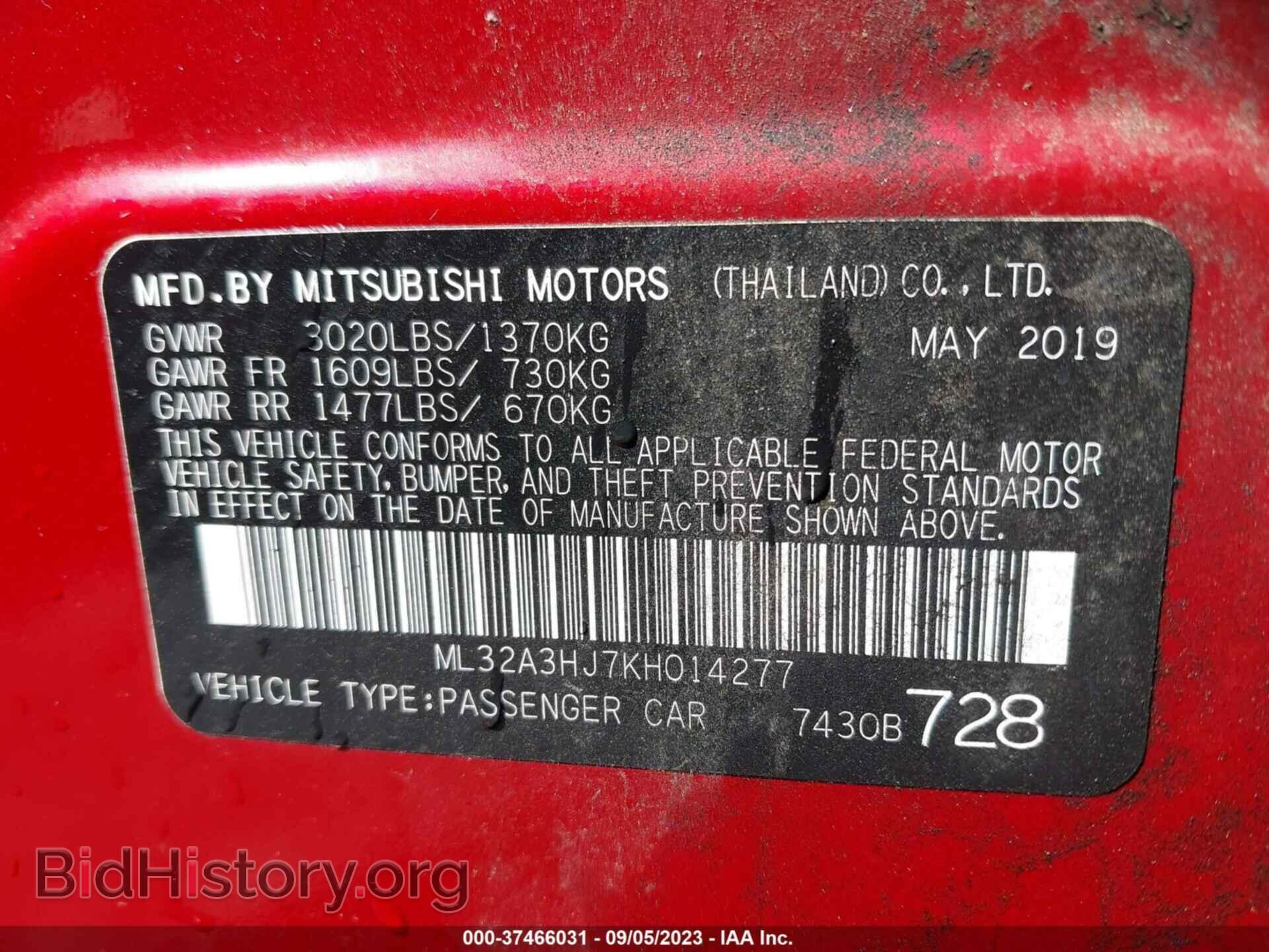 2019 MITSUBISHI MIRAGE - VIN: ML32A3HJ7KH014277 - Фото 9
