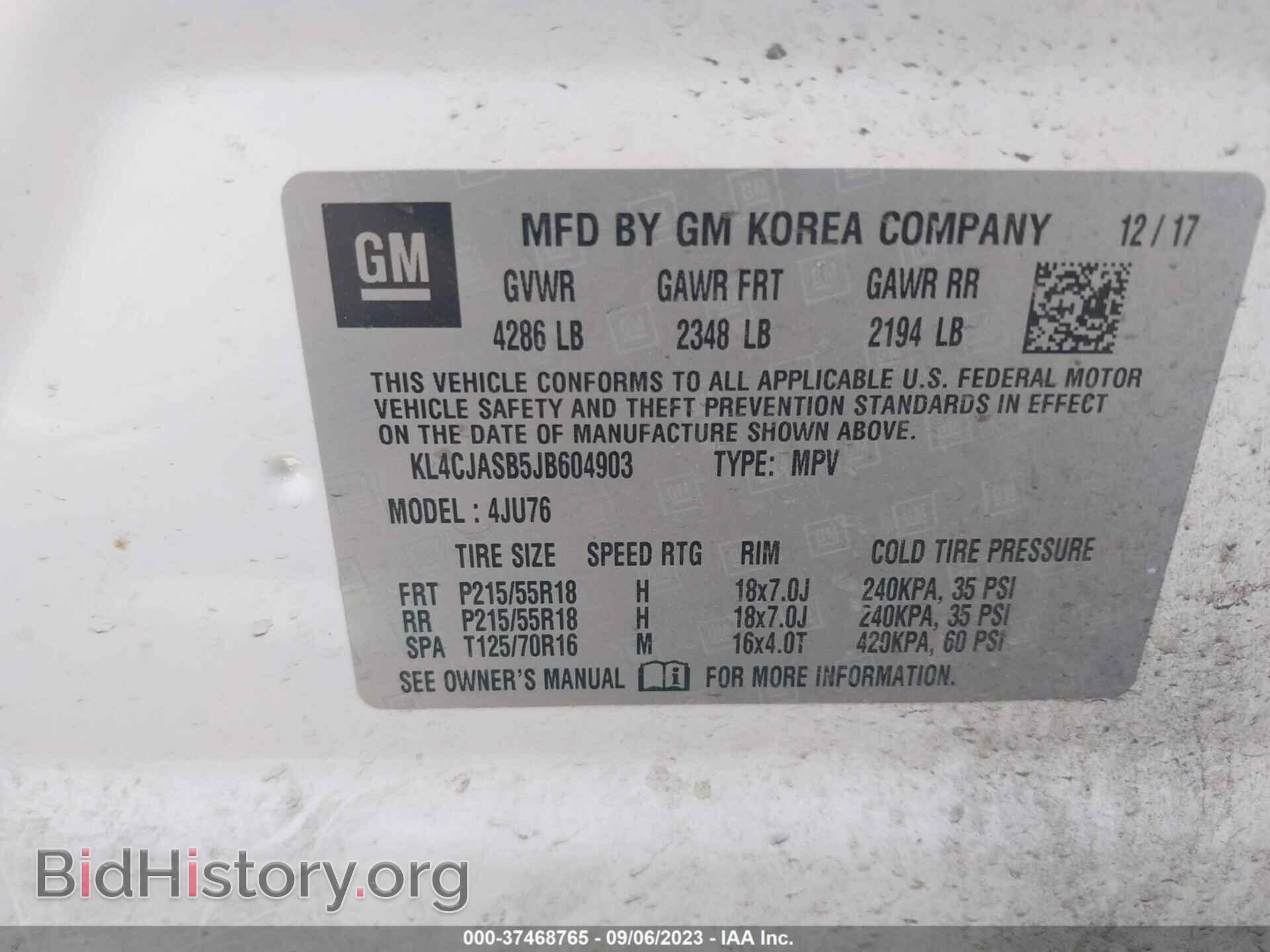 2018 BUICK ENCORE - VIN: KL4CJASB5JB604903 - Фото 9