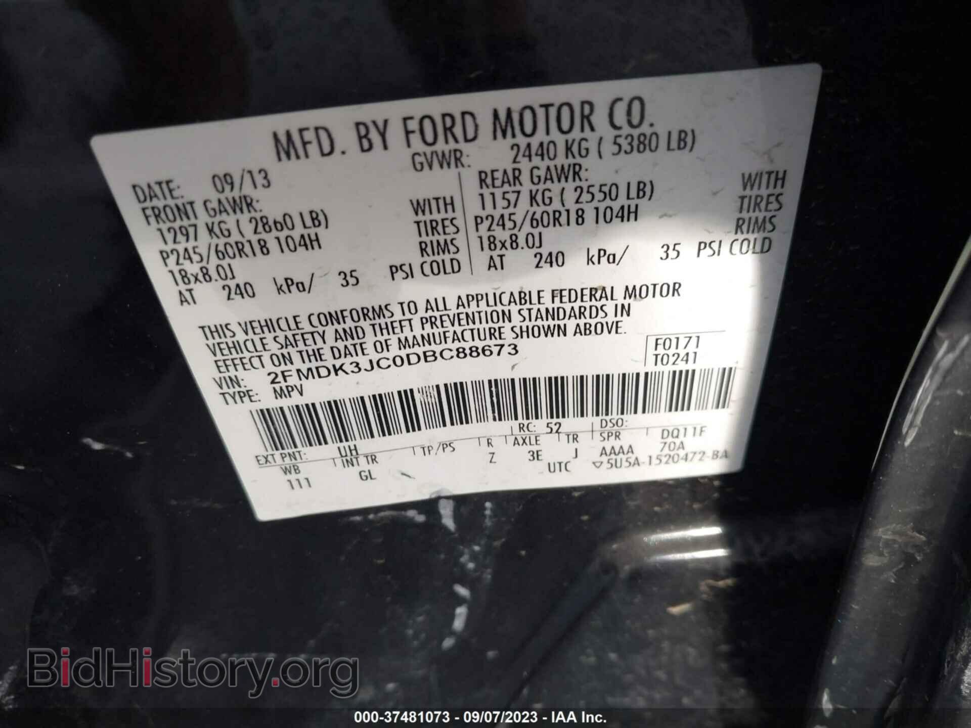 2013 FORD EDGE - VIN: 2FMDK3JC0DBC88673 - Photo 9
