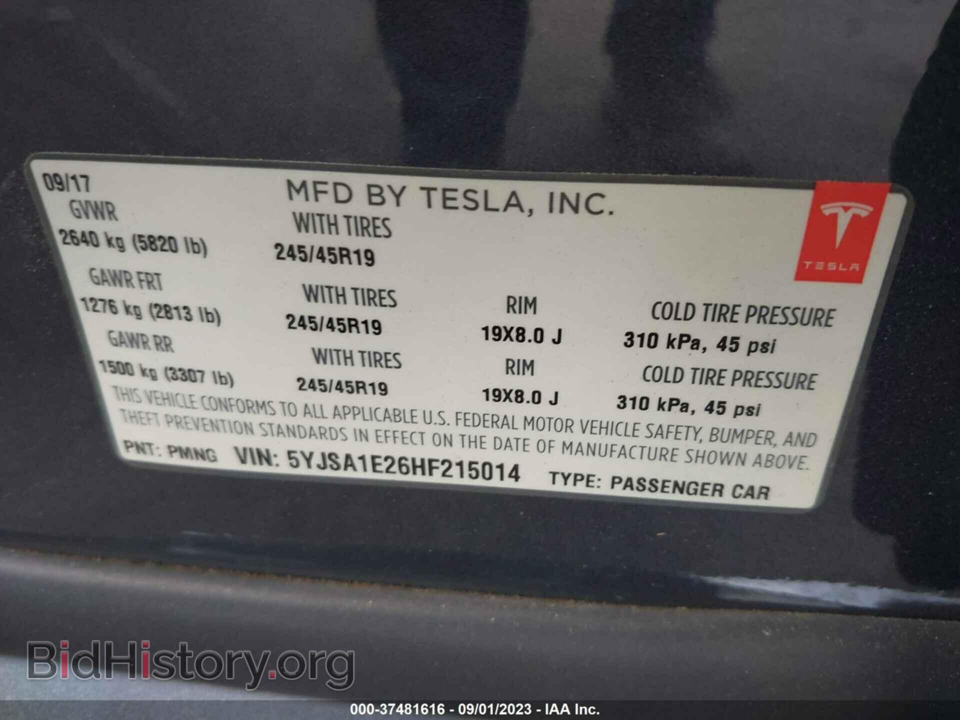 2017 TESLA MODEL S - VIN: 5YJSA1E26HF215014 - Photo 9