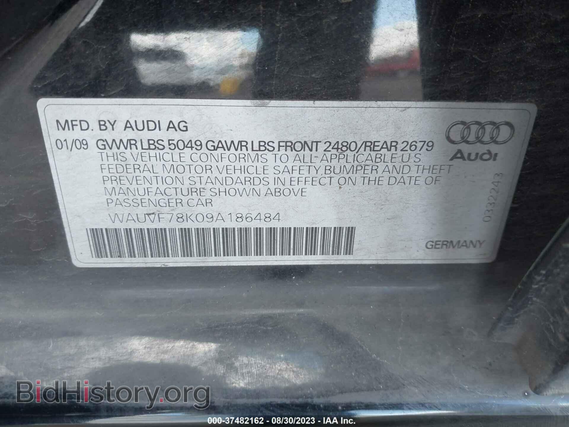 2009 AUDI A4 - VIN: WAUVF78K09A186484 - Фото 9