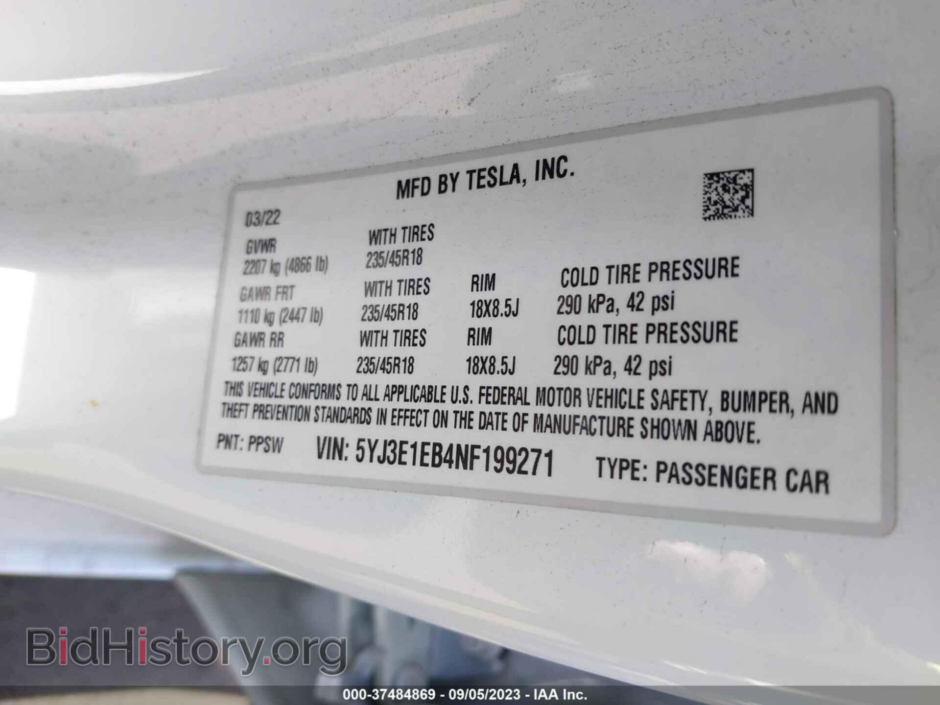2022 TESLA MODEL 3 - VIN: 5YJ3E1EB4NF199271 - Photo 9