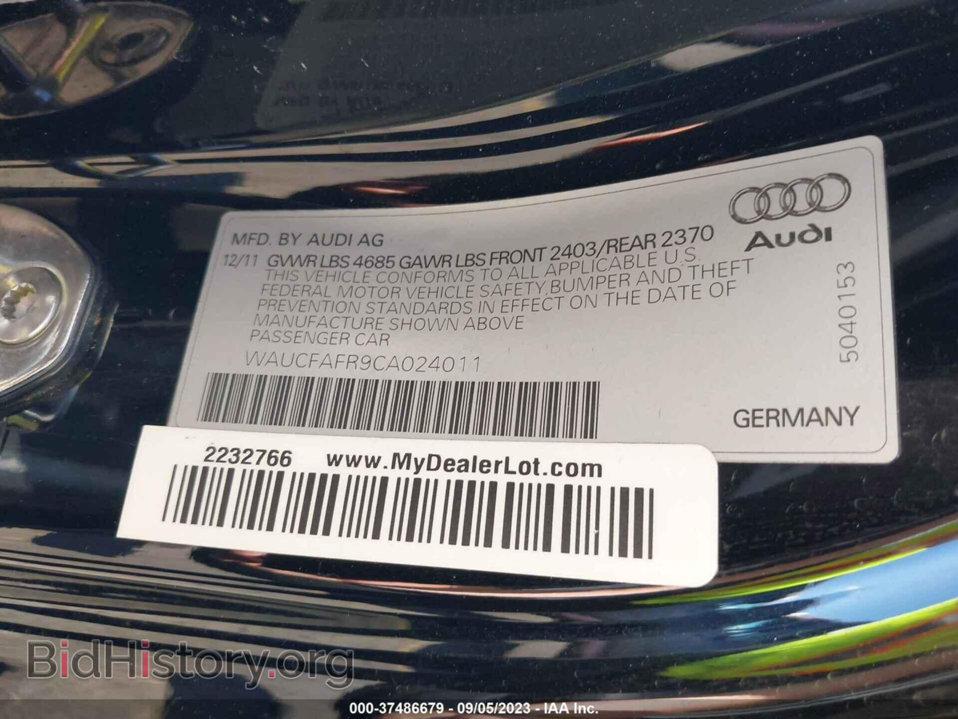 2012 AUDI A5 - VIN: WAUCFAFR9CA024011 - Photo 9