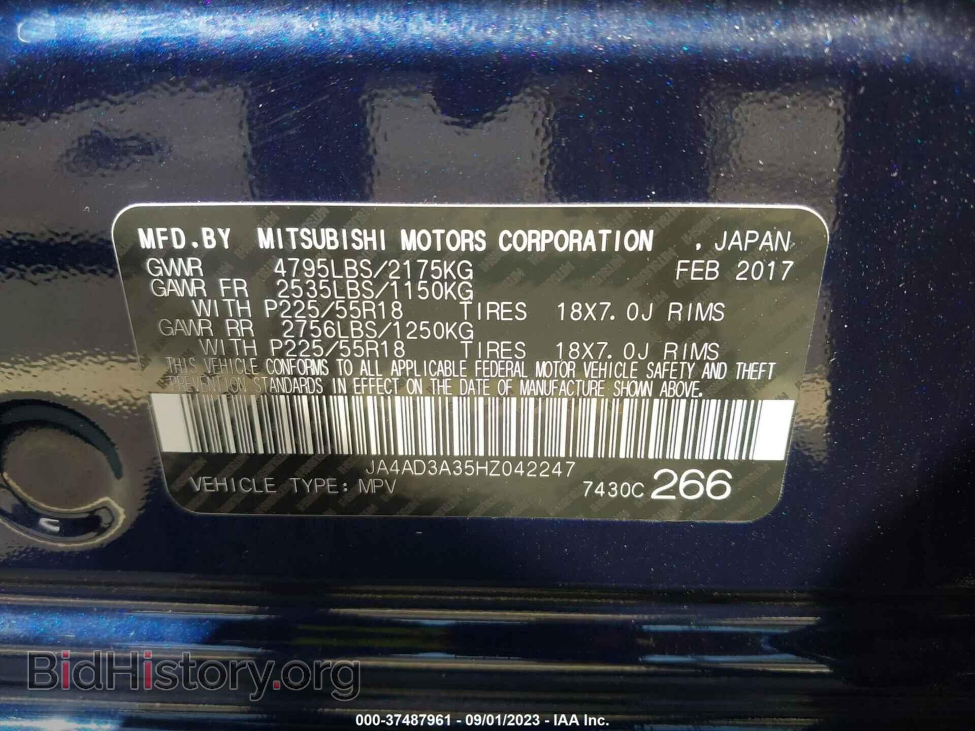 2017 MITSUBISHI OUTLANDER - VIN: JA4AD3A35HZ042247 - Фото 9