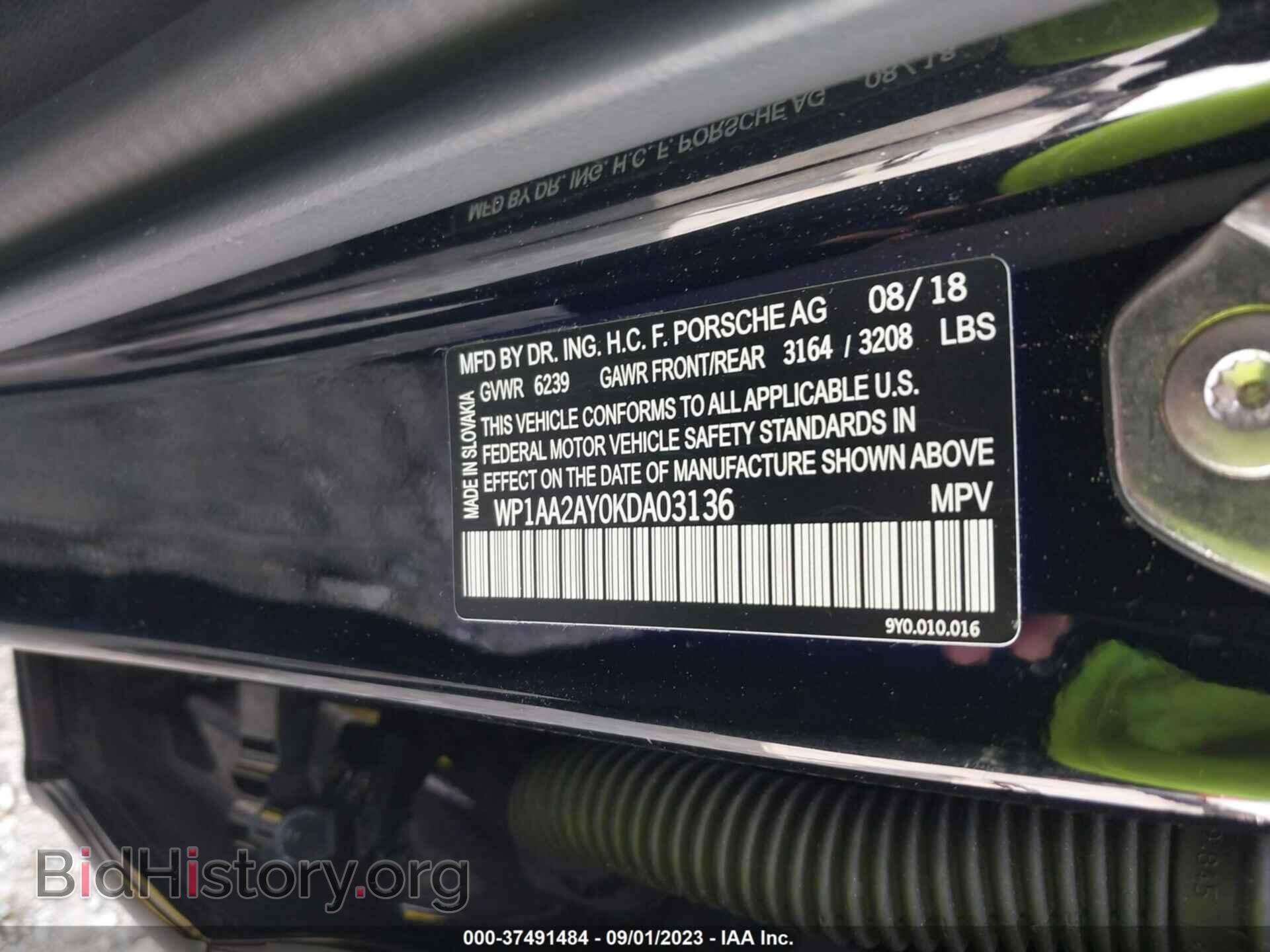2019 PORSCHE CAYENNE - VIN: WP1AA2AY0KDA03136 - Фото 9