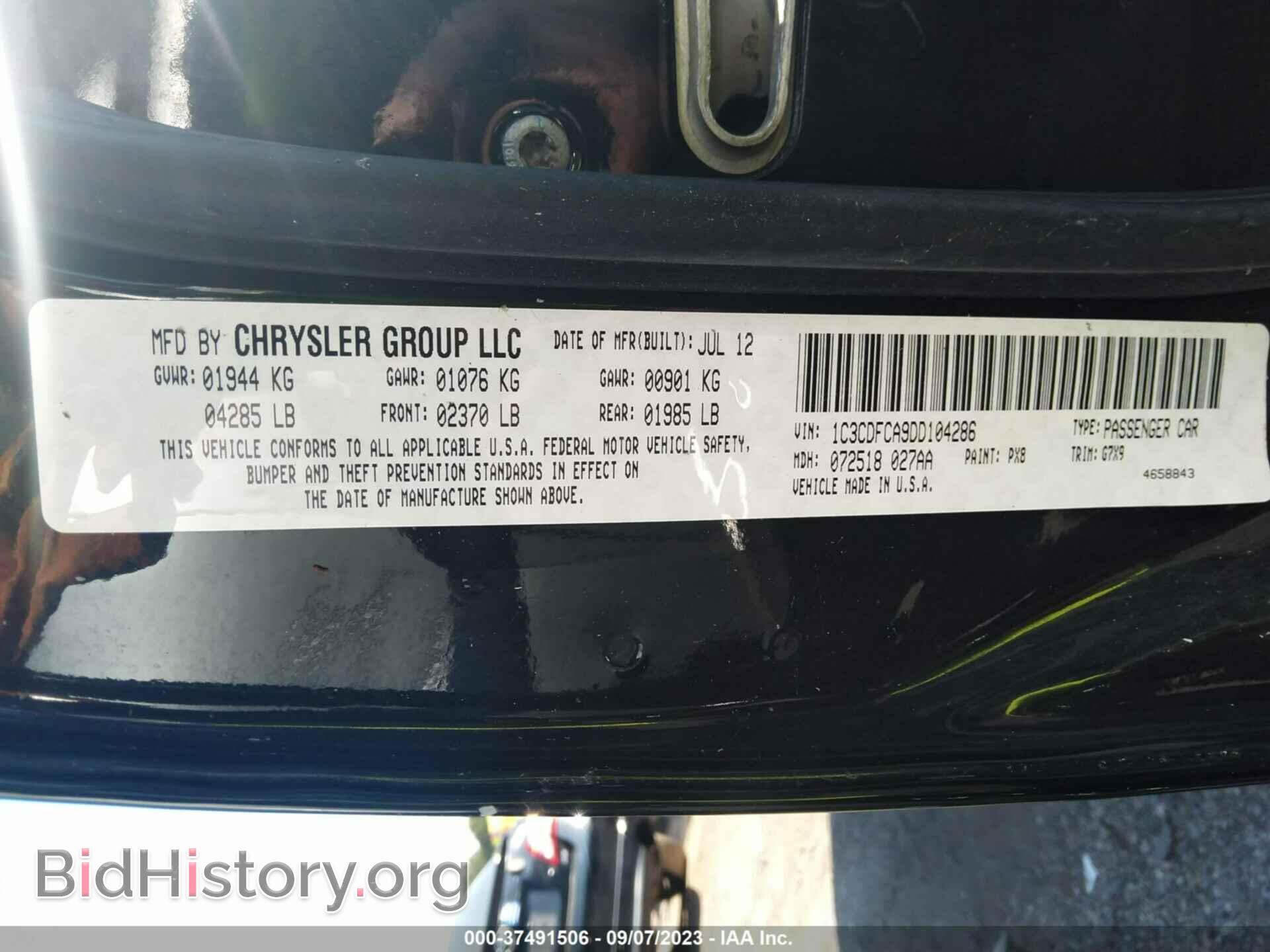 2013 DODGE DART - VIN: 1C3CDFCA9DD104286 - Photo 9