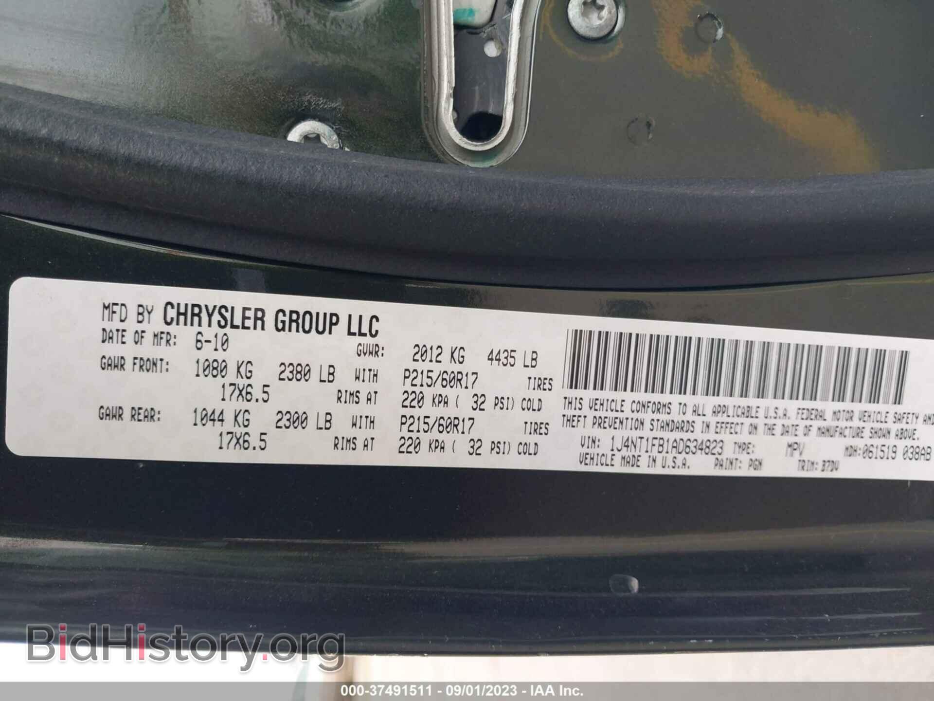 2010 JEEP COMPASS - VIN: 1J4NT1FB1AD634823 - Фото 9