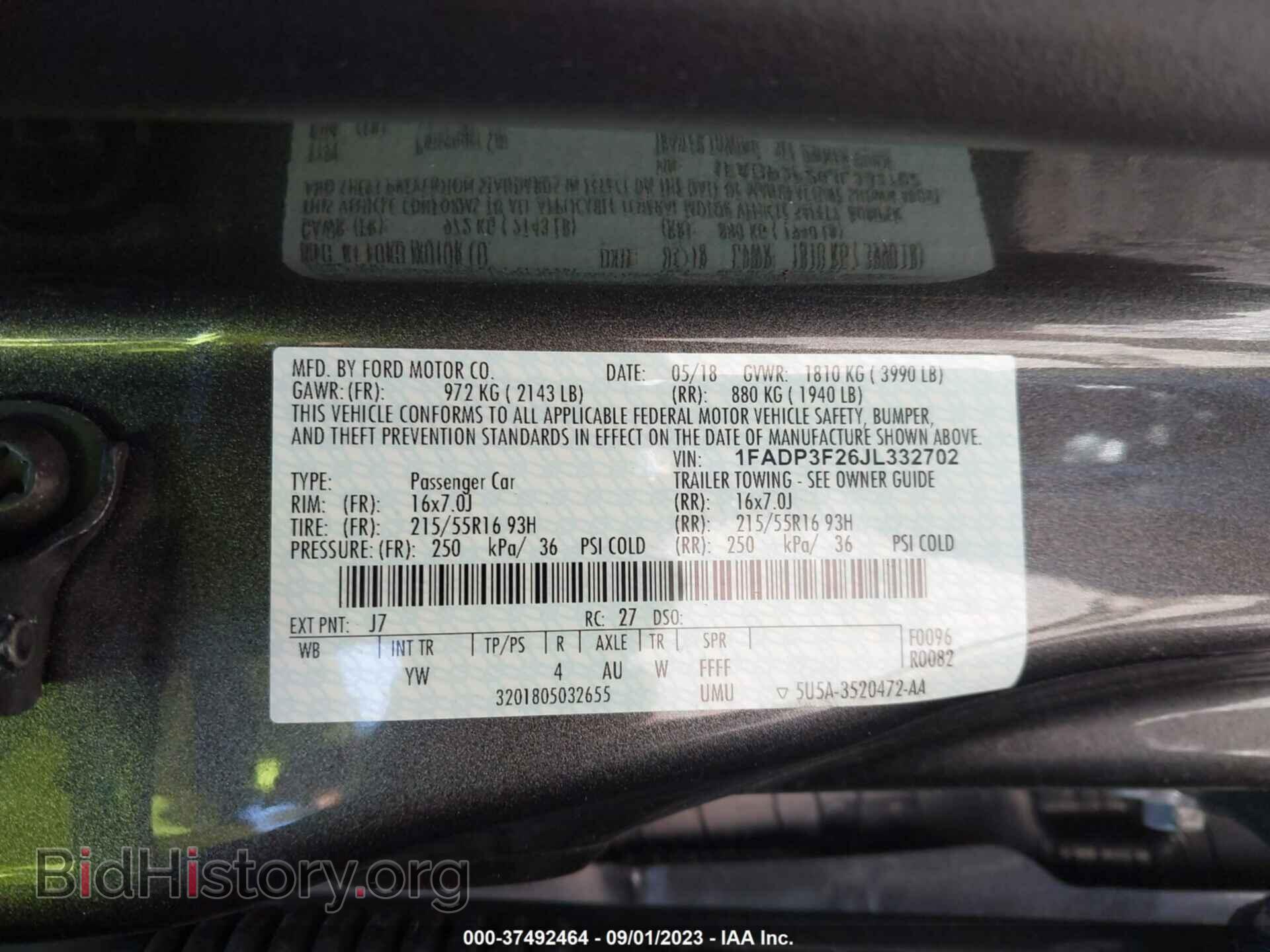 2018 FORD FOCUS - VIN: 1FADP3F26JL332702 - Фото 9