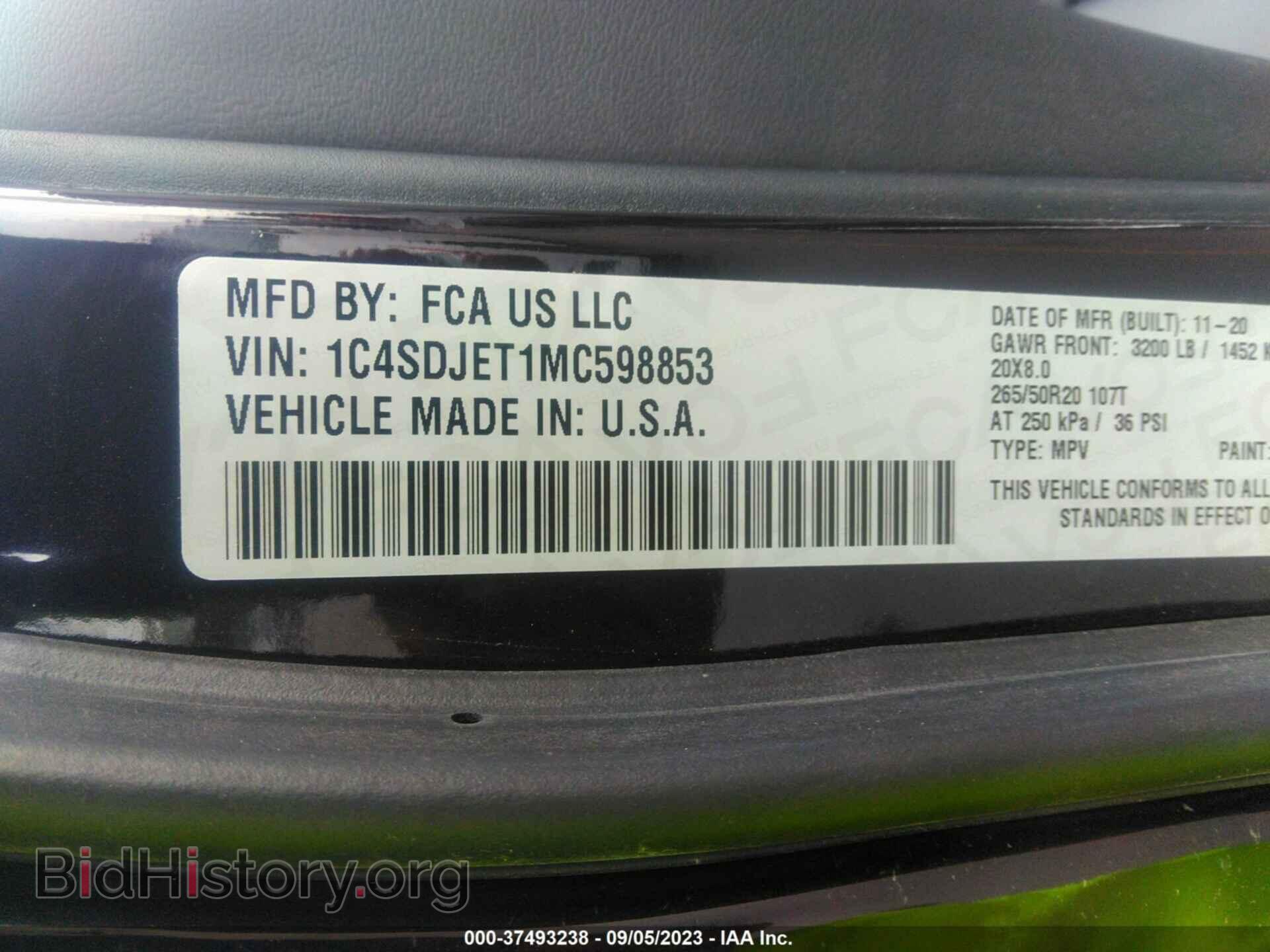 2021 DODGE DURANGO - VIN: 1C4SDJET1MC598853 - Фото 9