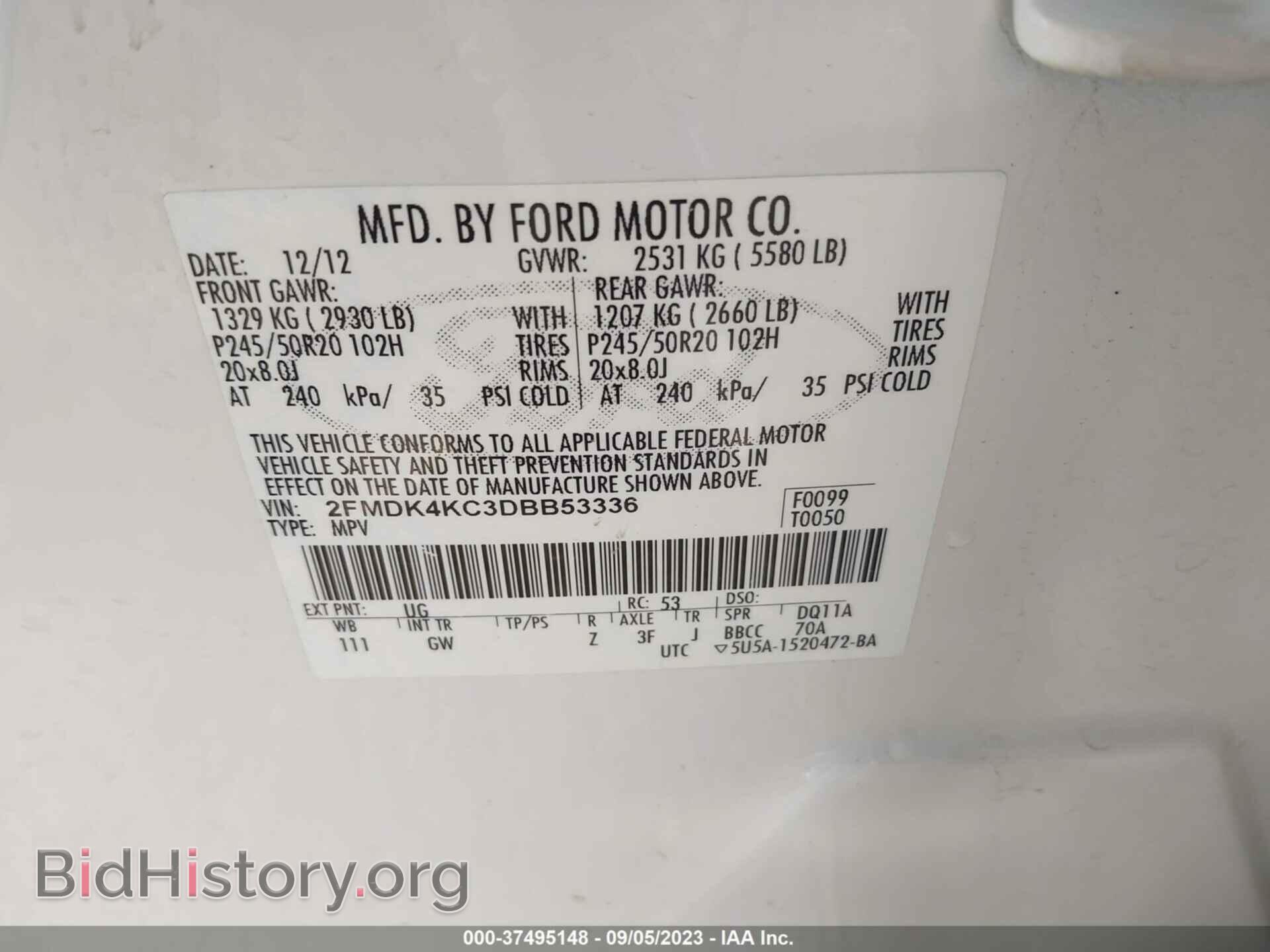 2013 FORD EDGE - VIN: 2FMDK4KC3DBB53336 - Фото 9