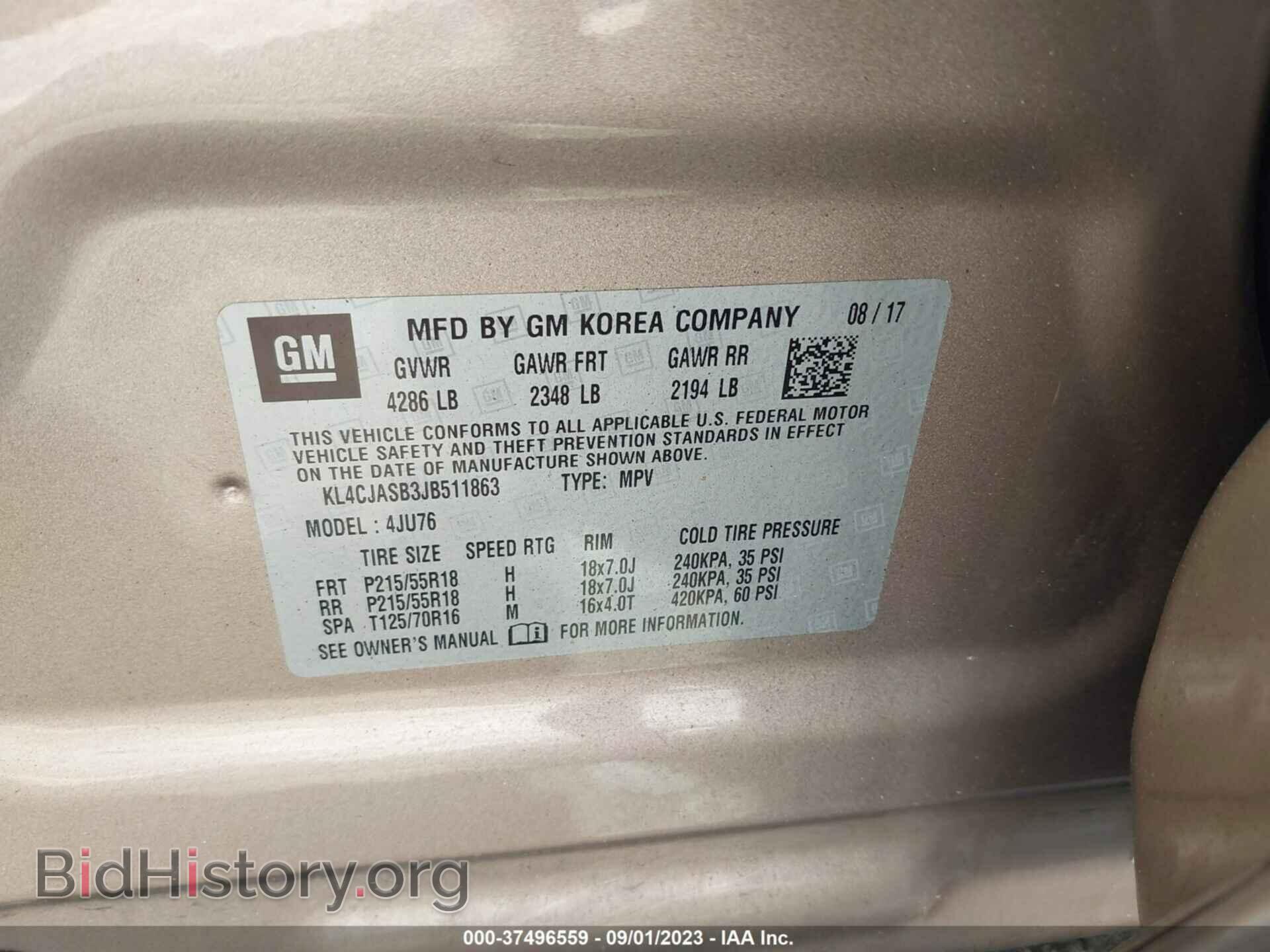 2018 BUICK ENCORE - VIN: KL4CJASB3JB511863 - Фото 9
