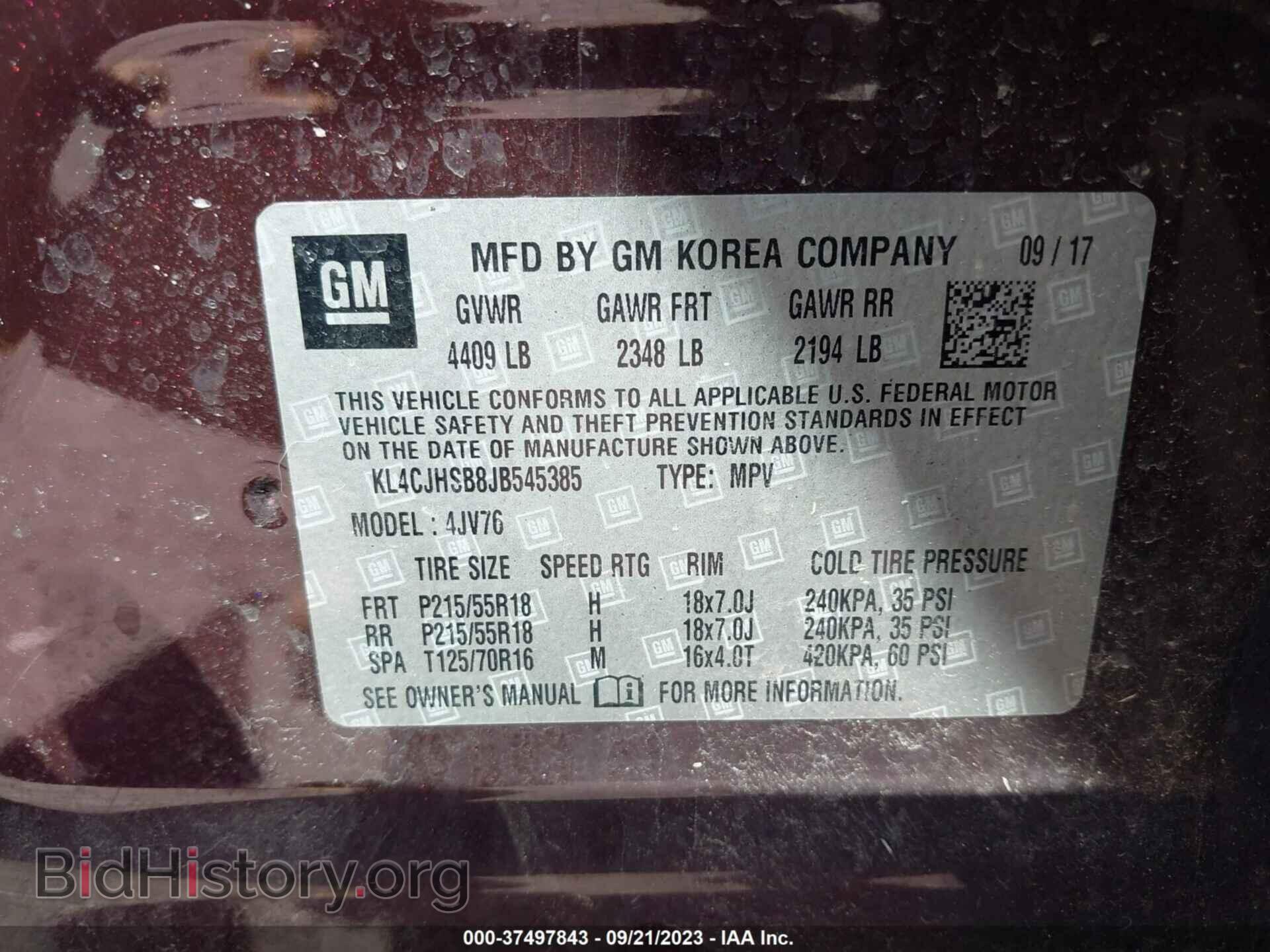 2018 BUICK ENCORE - VIN: KL4CJHSB8JB545385 - Photo 9