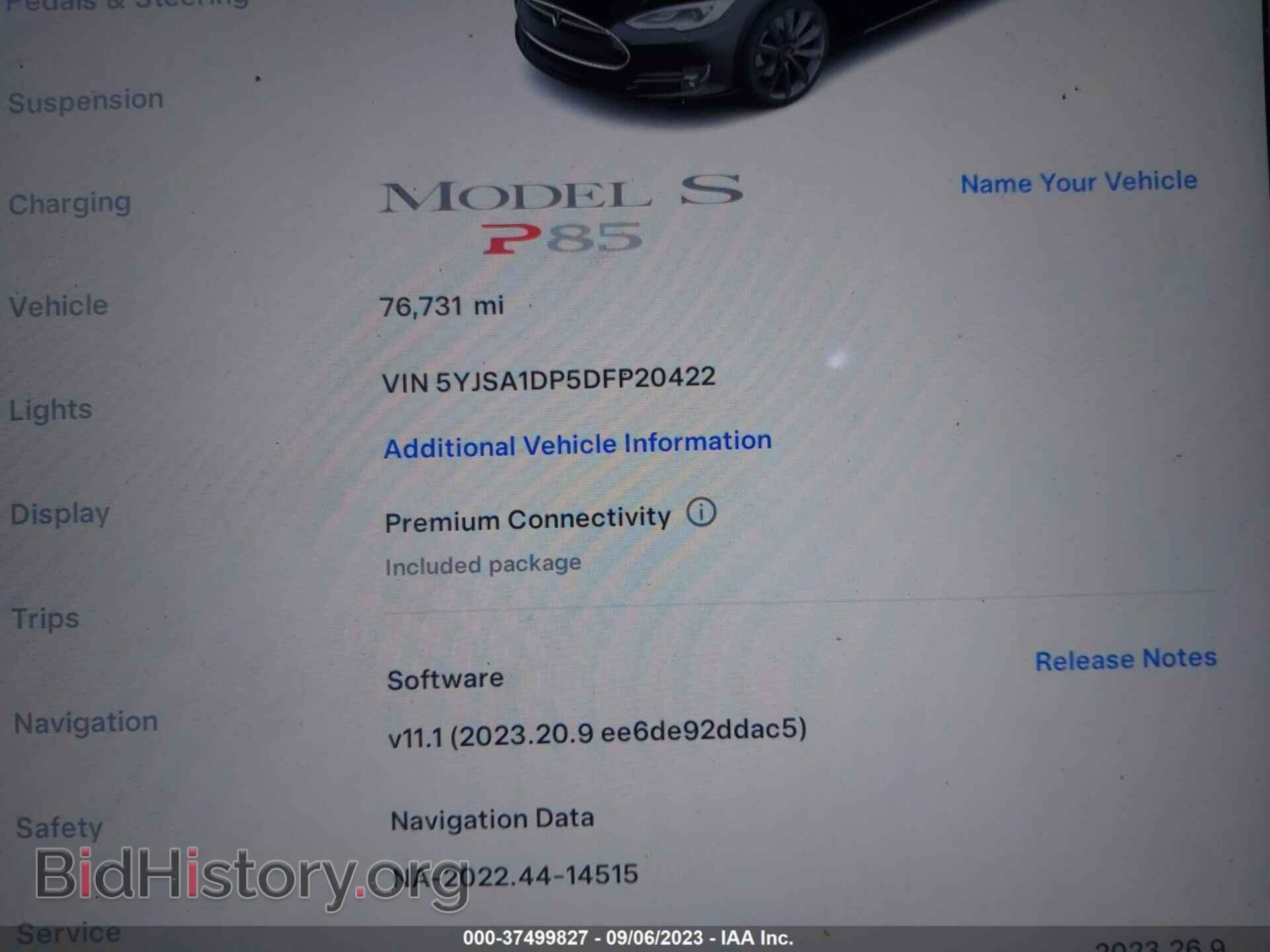 2013 TESLA MODEL S - VIN: 5YJSA1DP5DFP20422 - Photo 7